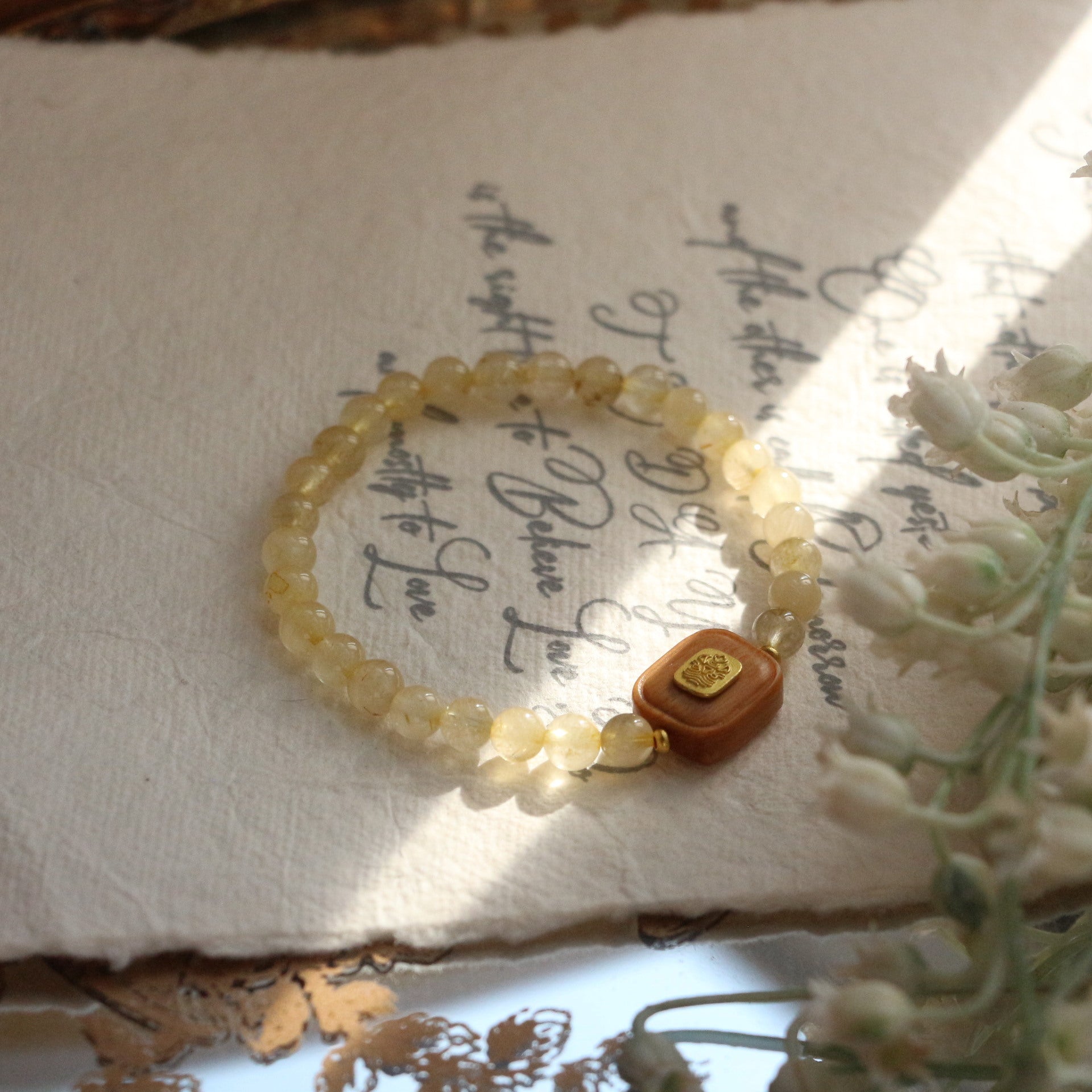 JEKIRA Citrine & Wood Bead Bracelet
