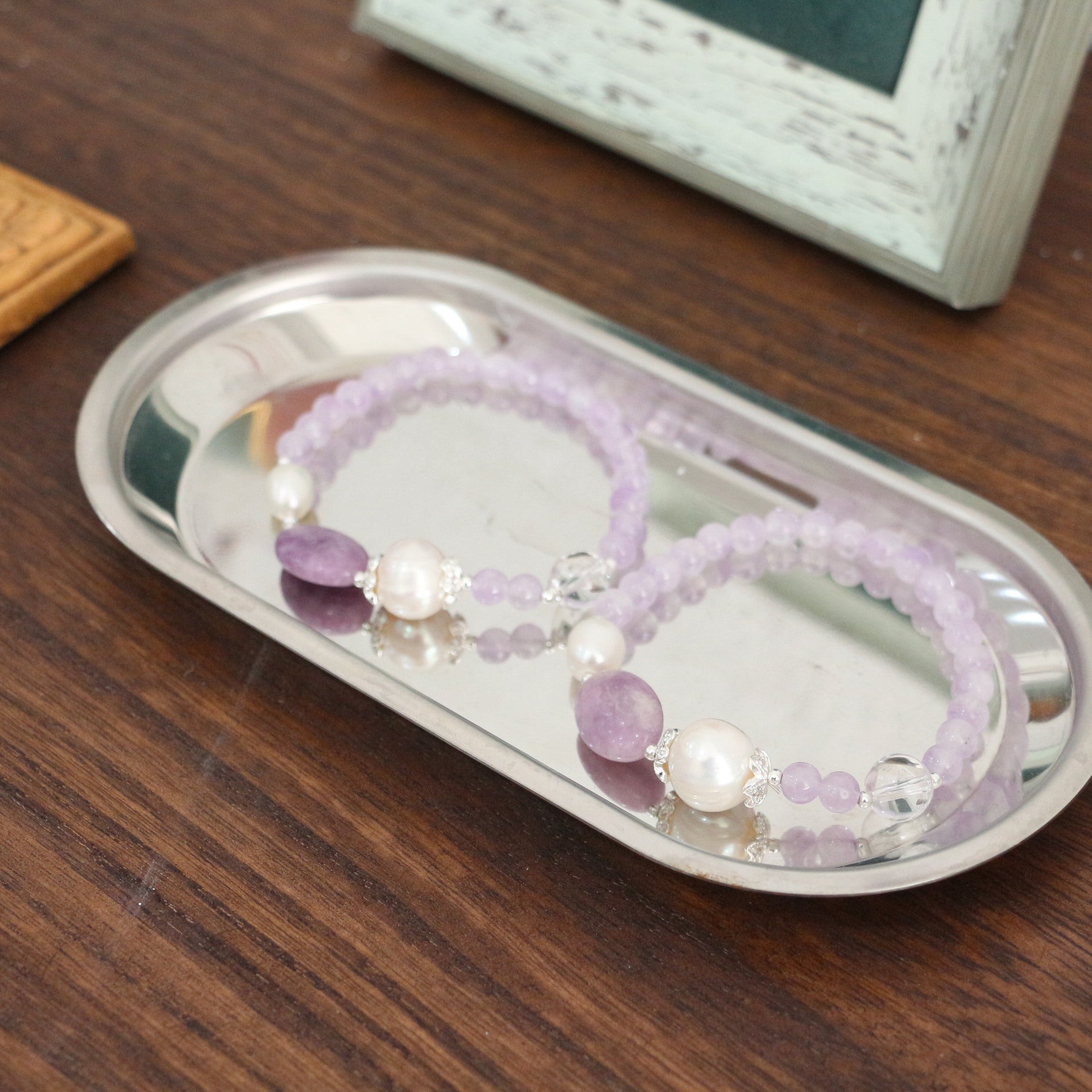 Jekira Purple Gemstone & Baroque Pearl Bracelet
