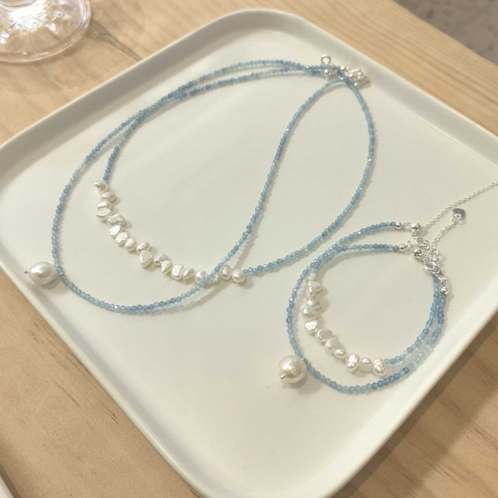 JEKIRA Aquamarine & Baroque Pearl Set