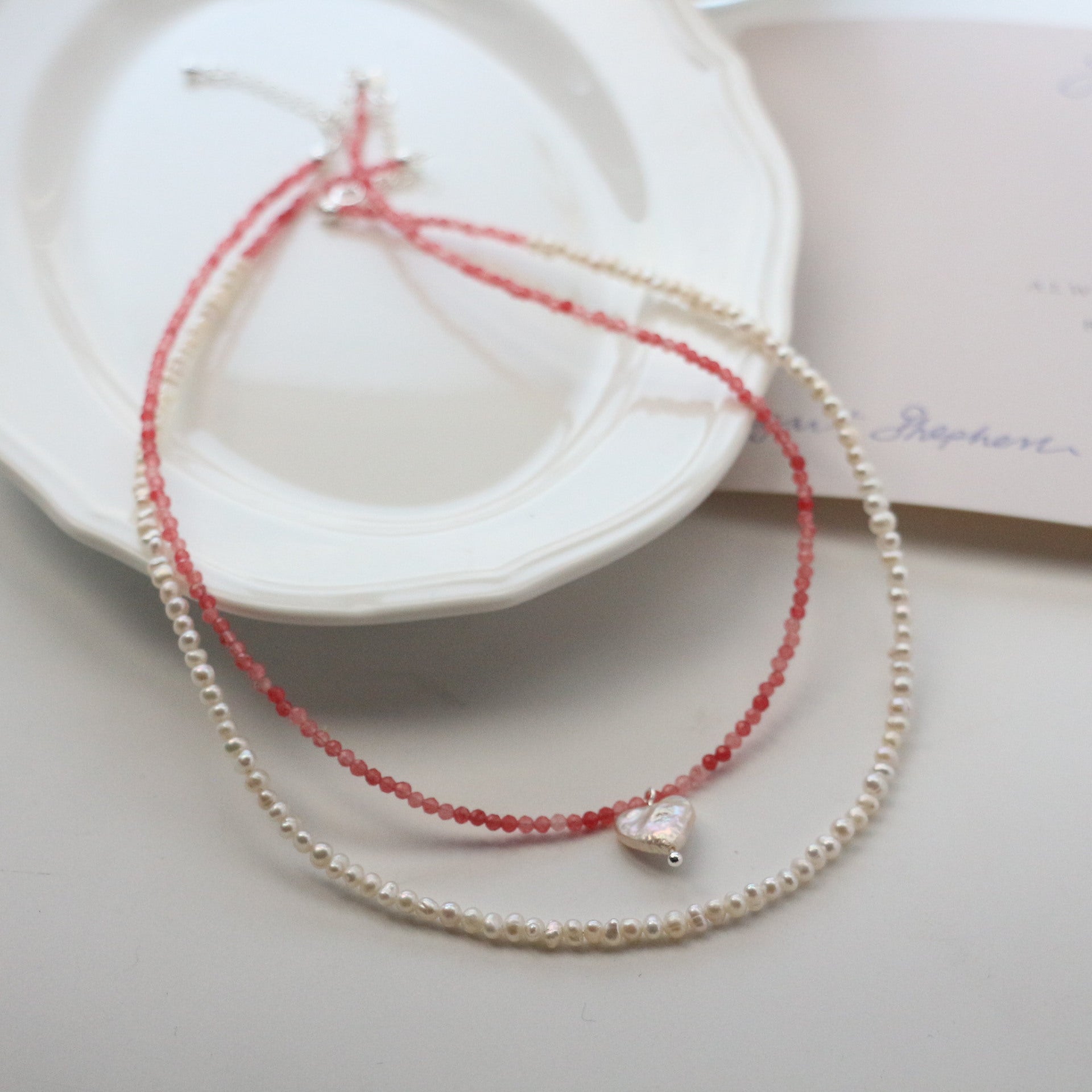 Jekira Baroque Pearl & Pink Gemstone Necklace Duo