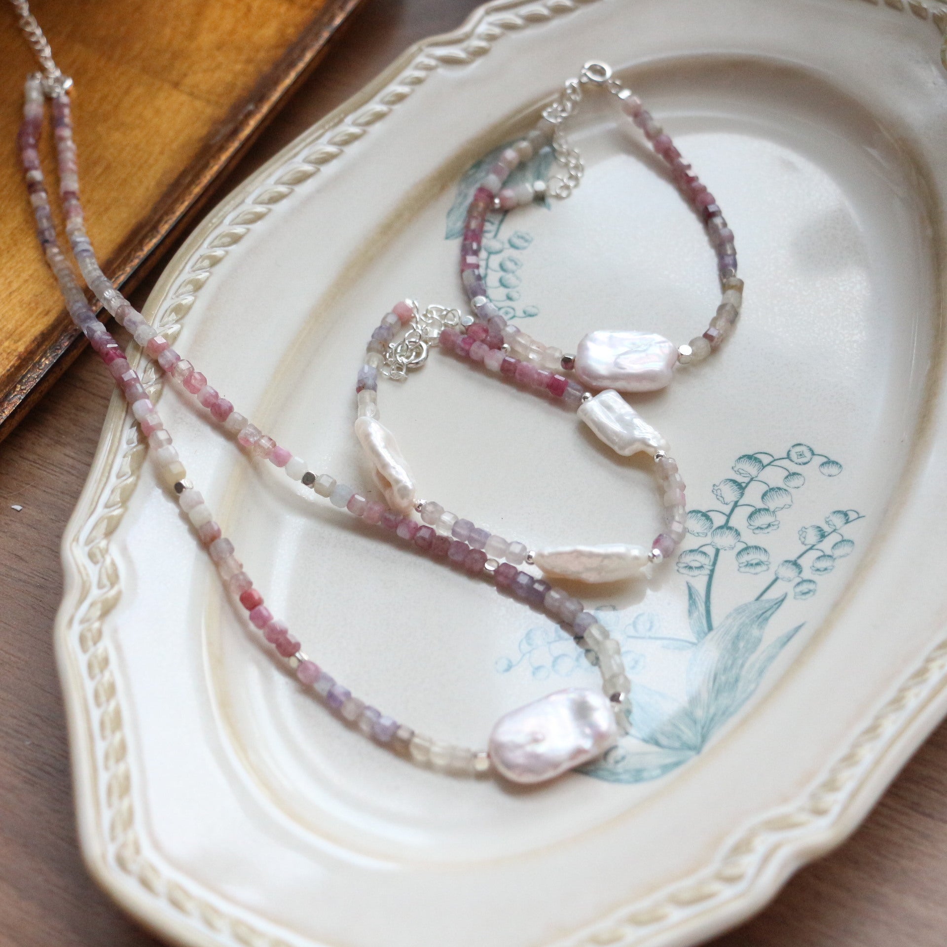 JEKIRA Lavender Gradient & Baroque Pearl Jewelry Set