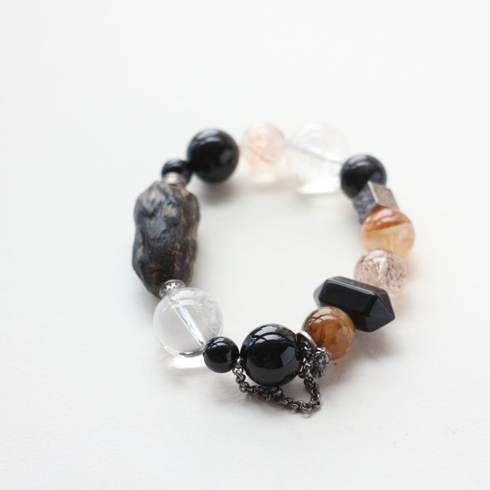 Jekira Obsidian & Onyx Couple Bracelets with White Crystal