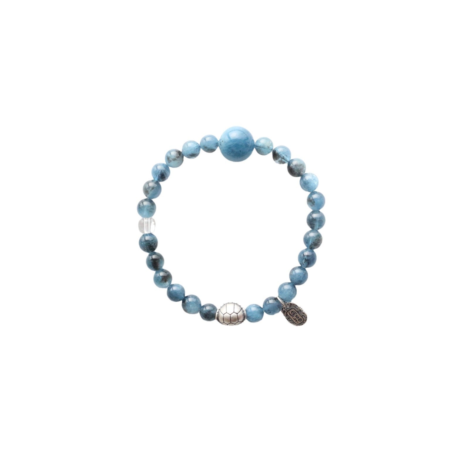 JEKIRA Natural Aquamarine Crystal Sterling Silver Beaded Bracelet
