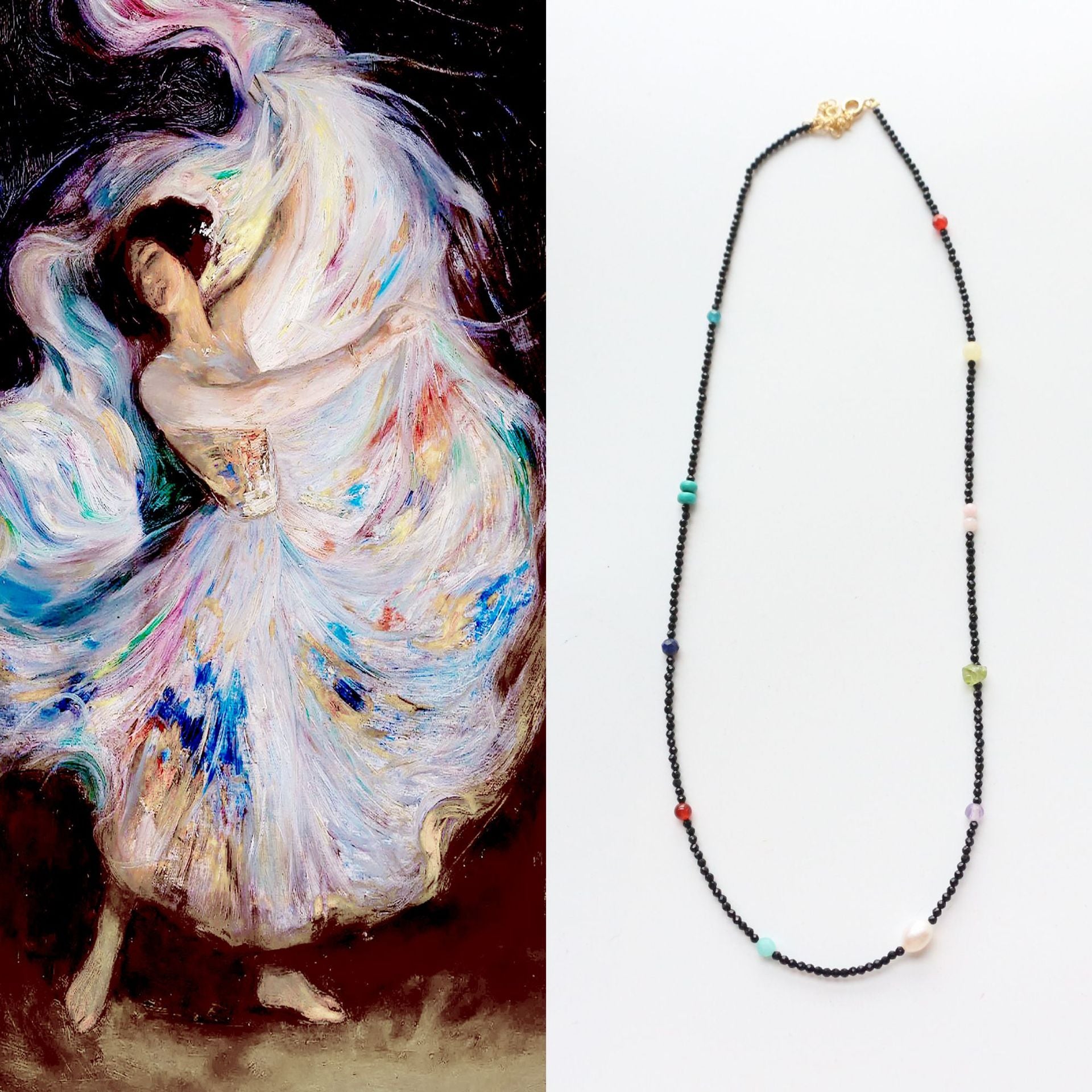 Jekira Black Crystal & Multigem Necklace