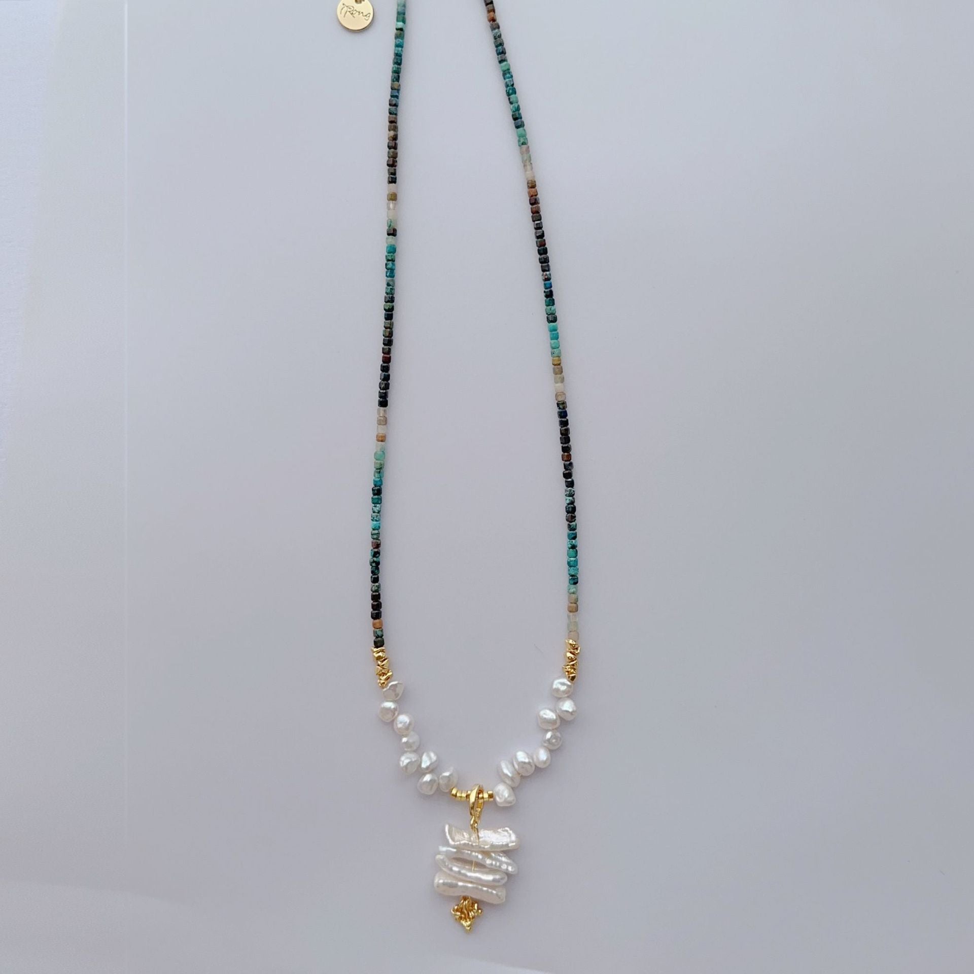 JEKIRA Ocean Muse Blue-Green Gemstone & Baroque Pearl Necklace
