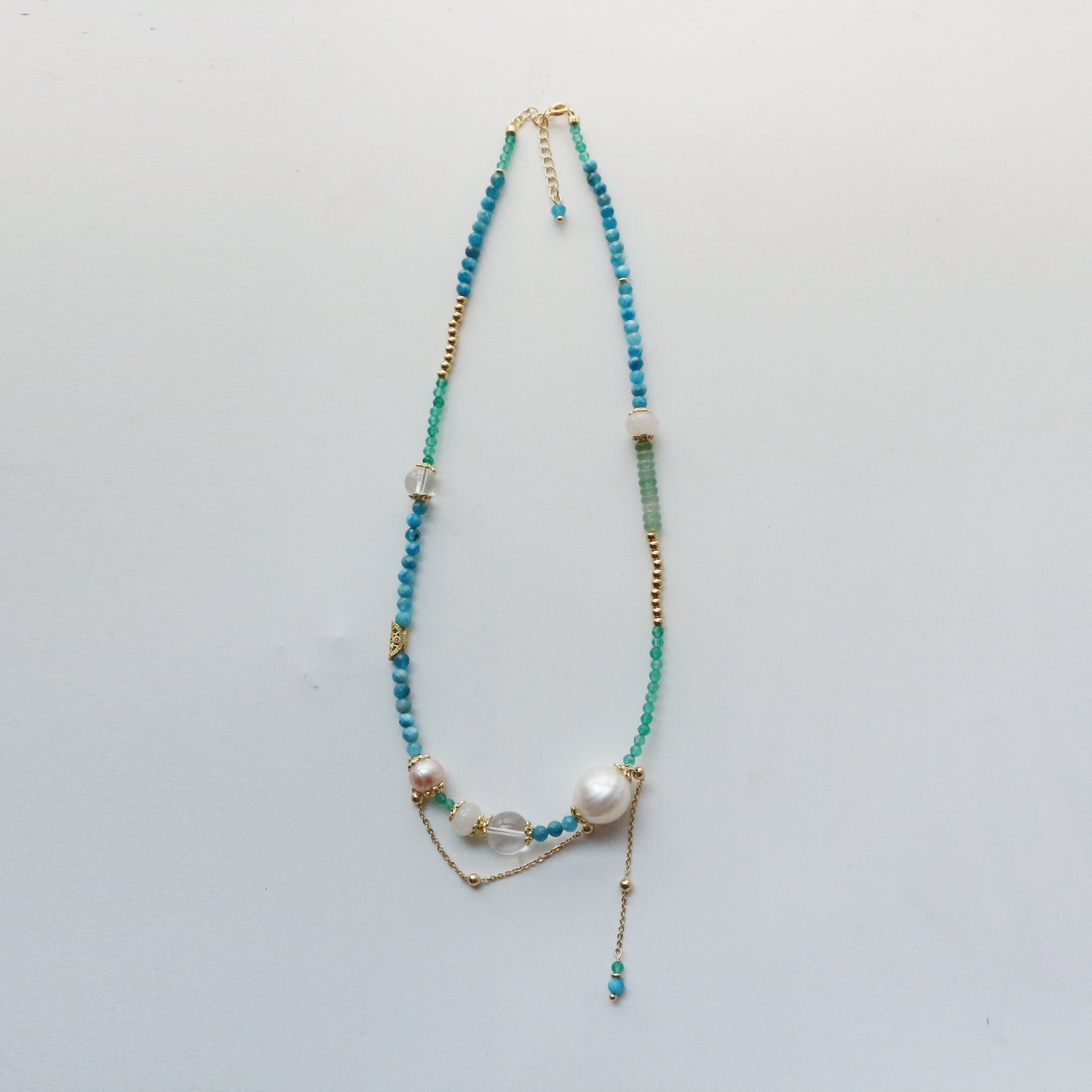 Jekira New Chinese Gemstone Tassel & Pearl Necklace Duo