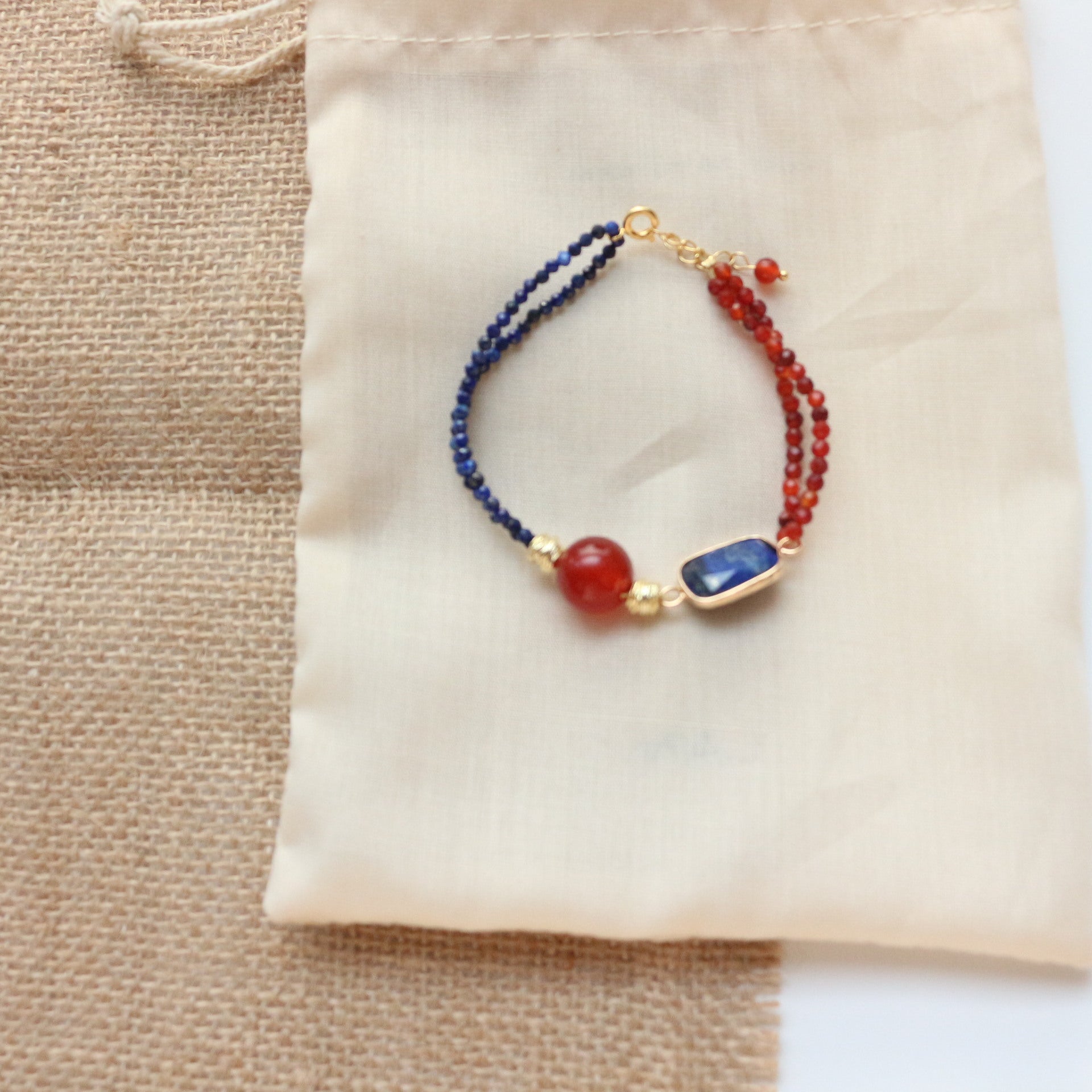 Jekira Lapis Lazuli & Red Agate Beaded Necklace and Bracelet Set
