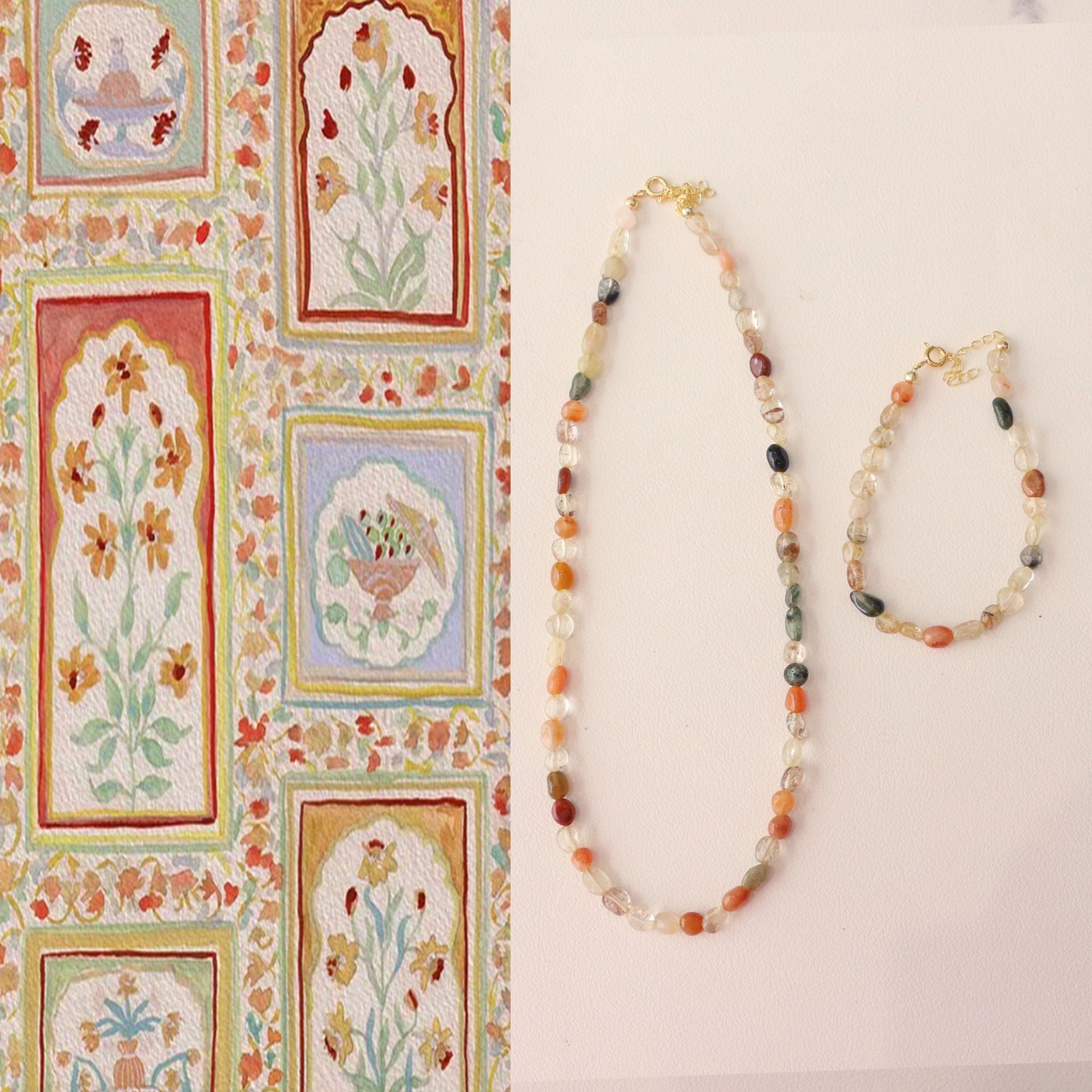 JEKIRA Rainbow Raw Stone Jewelry Set