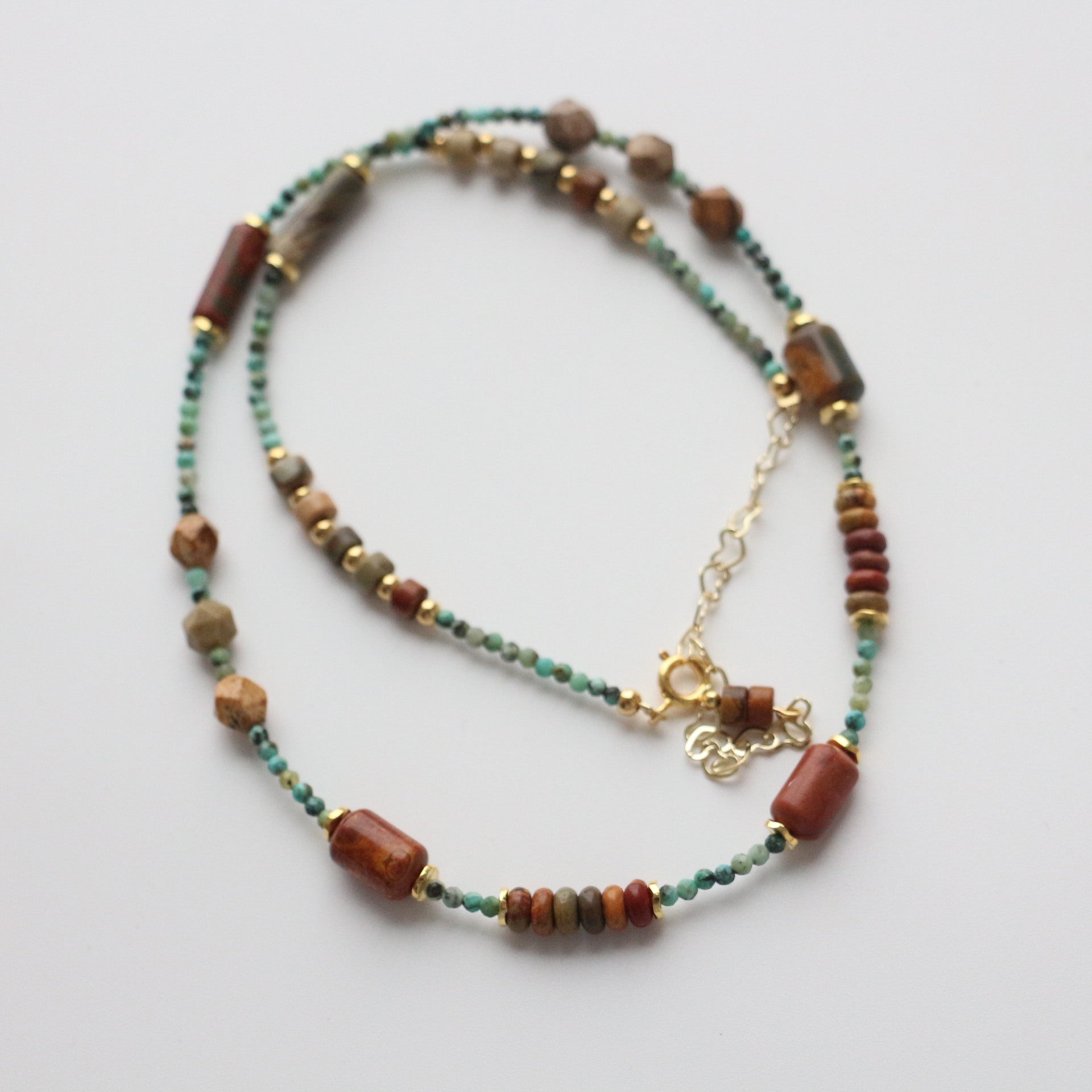 JEKIRA Natural Turquoise & Red Stone Necklace