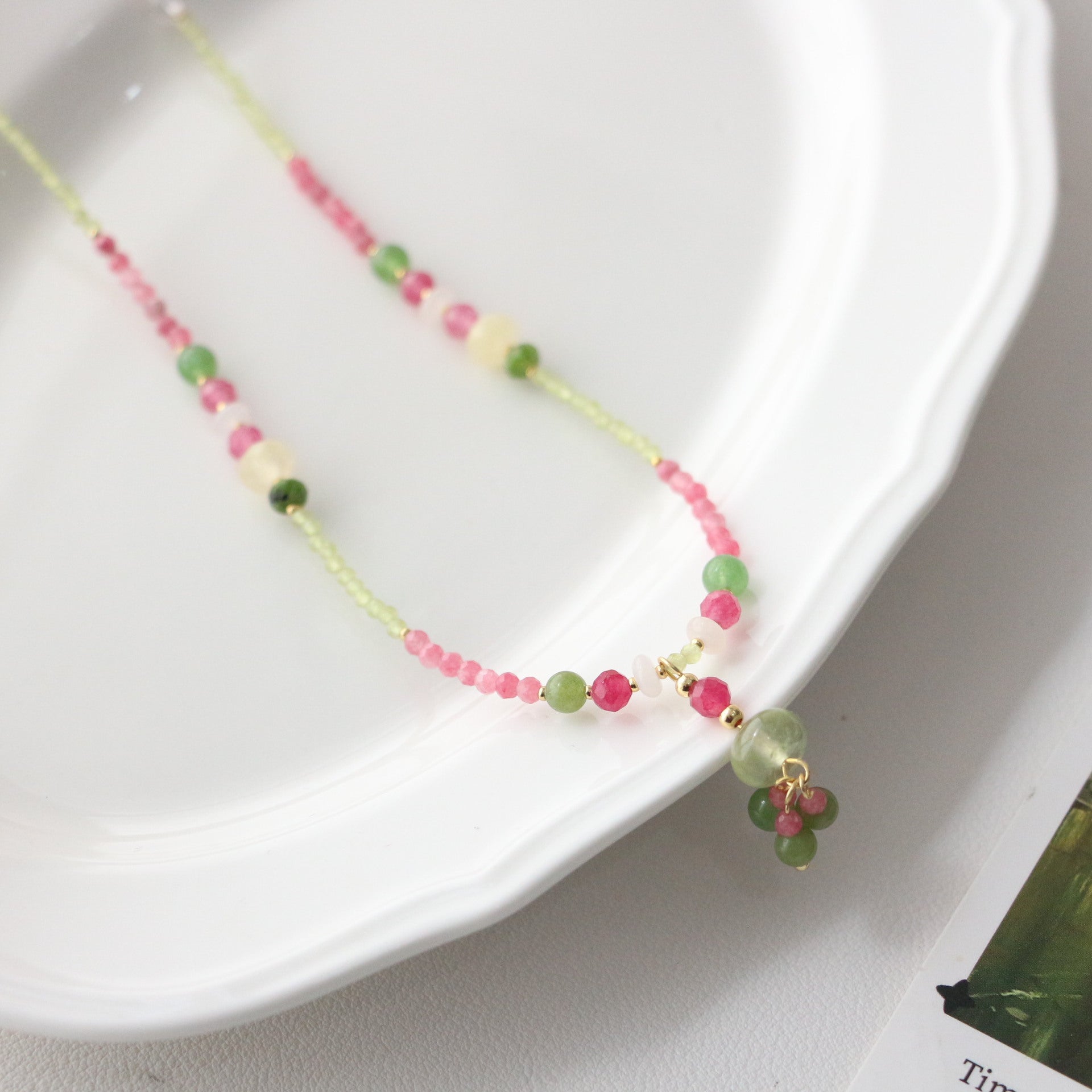 JEKIRA Pink Quartz & Multigem Necklace – 38+5cm