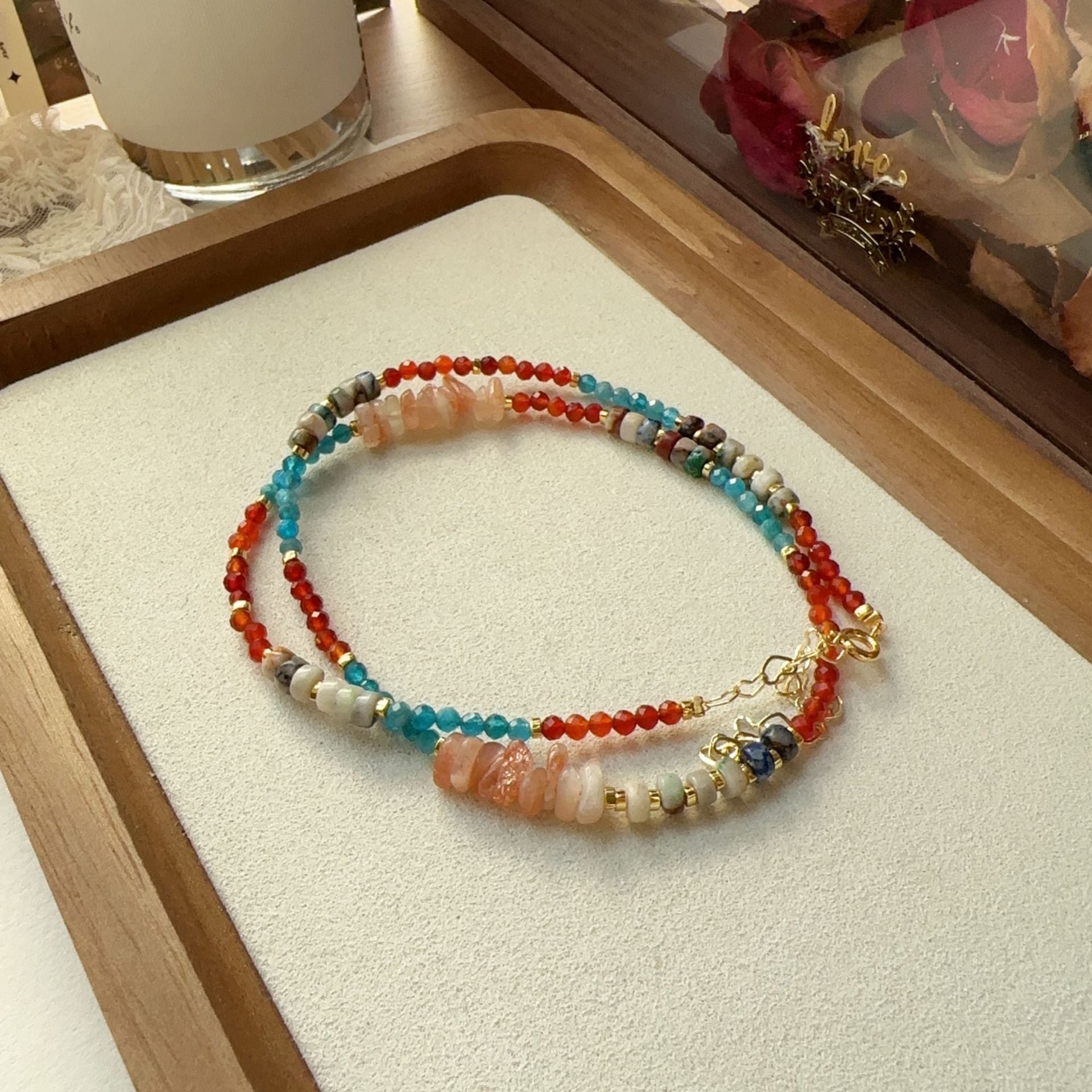 JEKIRA Ethnic Rainbow Gemstone Beaded Necklace