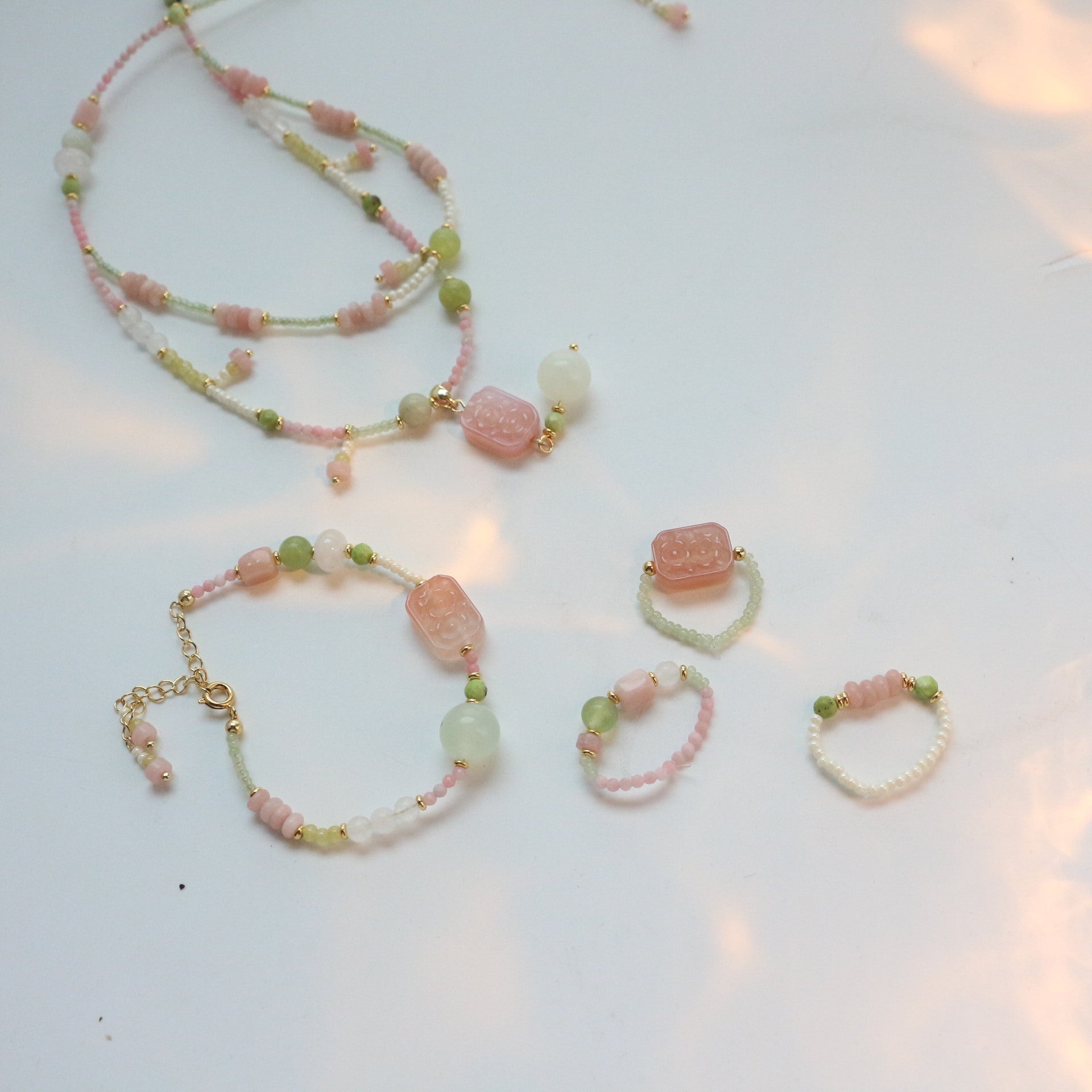 JEKIRA Summer Pink Gemstone Jewelry Set