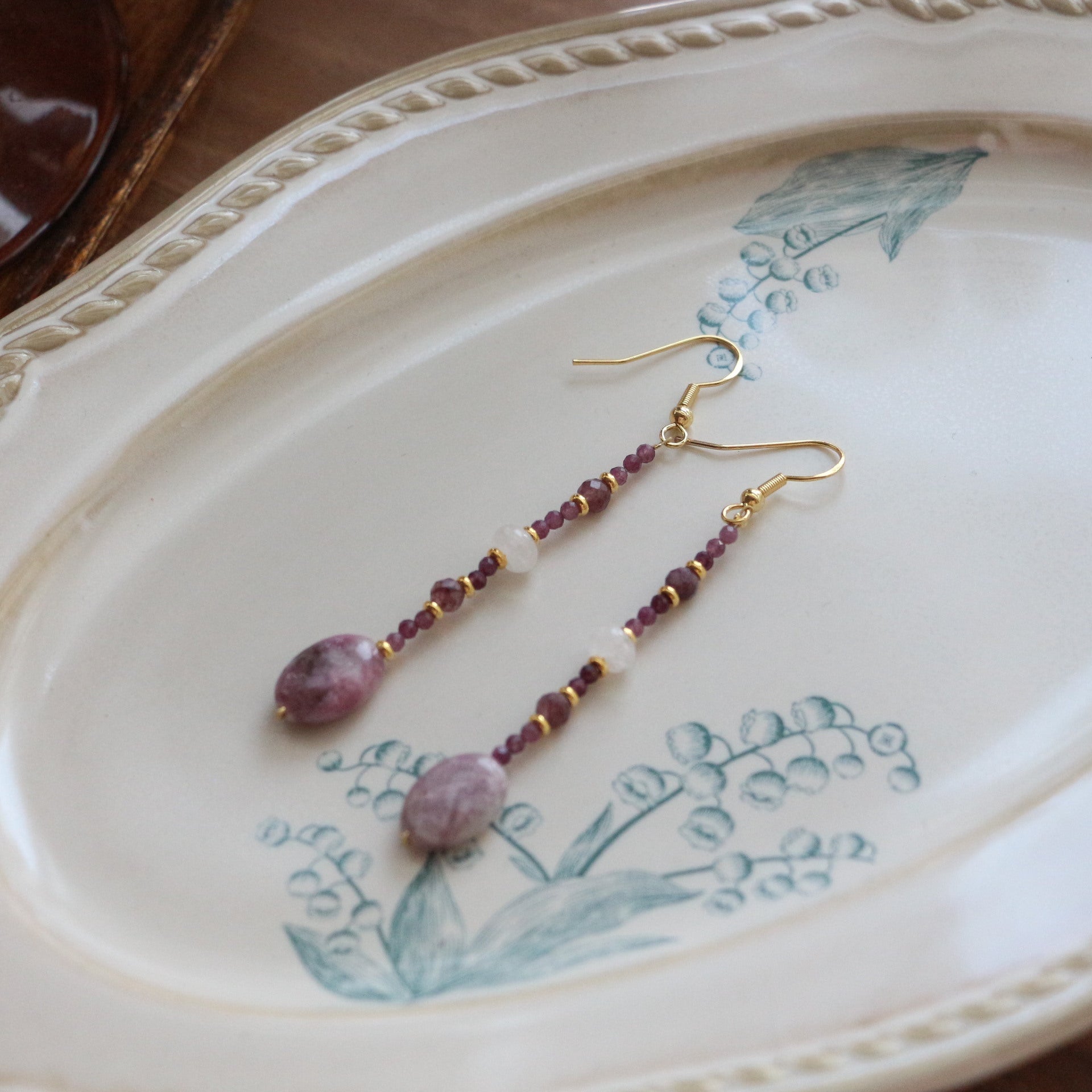 Jekira Lilac Charm Jewelry Set – Layered Baroque Pearl Necklace, Earrings & Ring with Amethyst