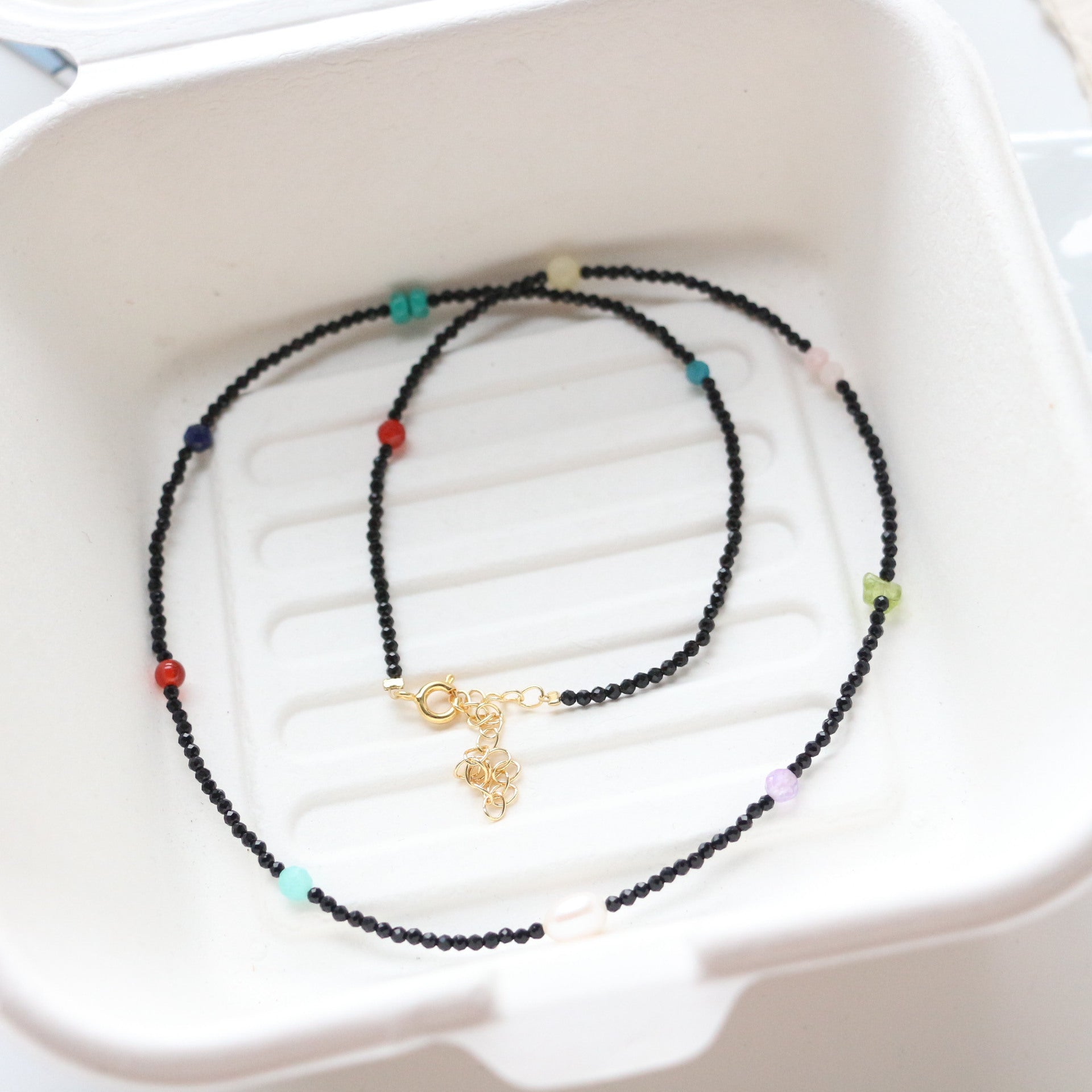 Jekira Black Crystal & Multigem Necklace