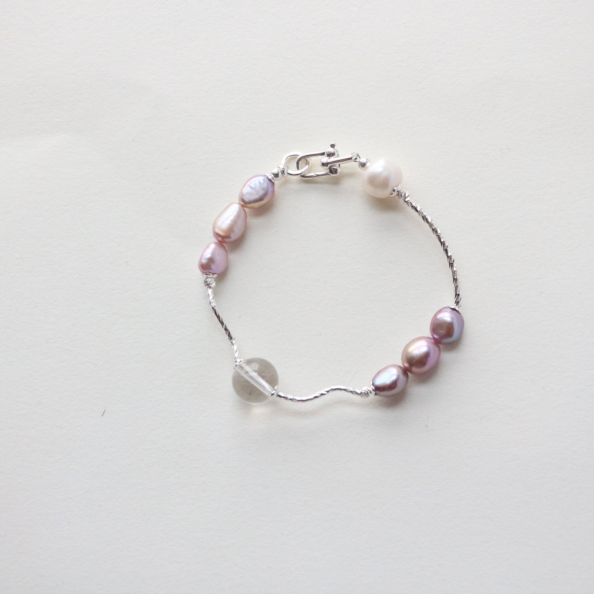 JEKIRA Lavender Pearl & Crystal Bracelet Duo