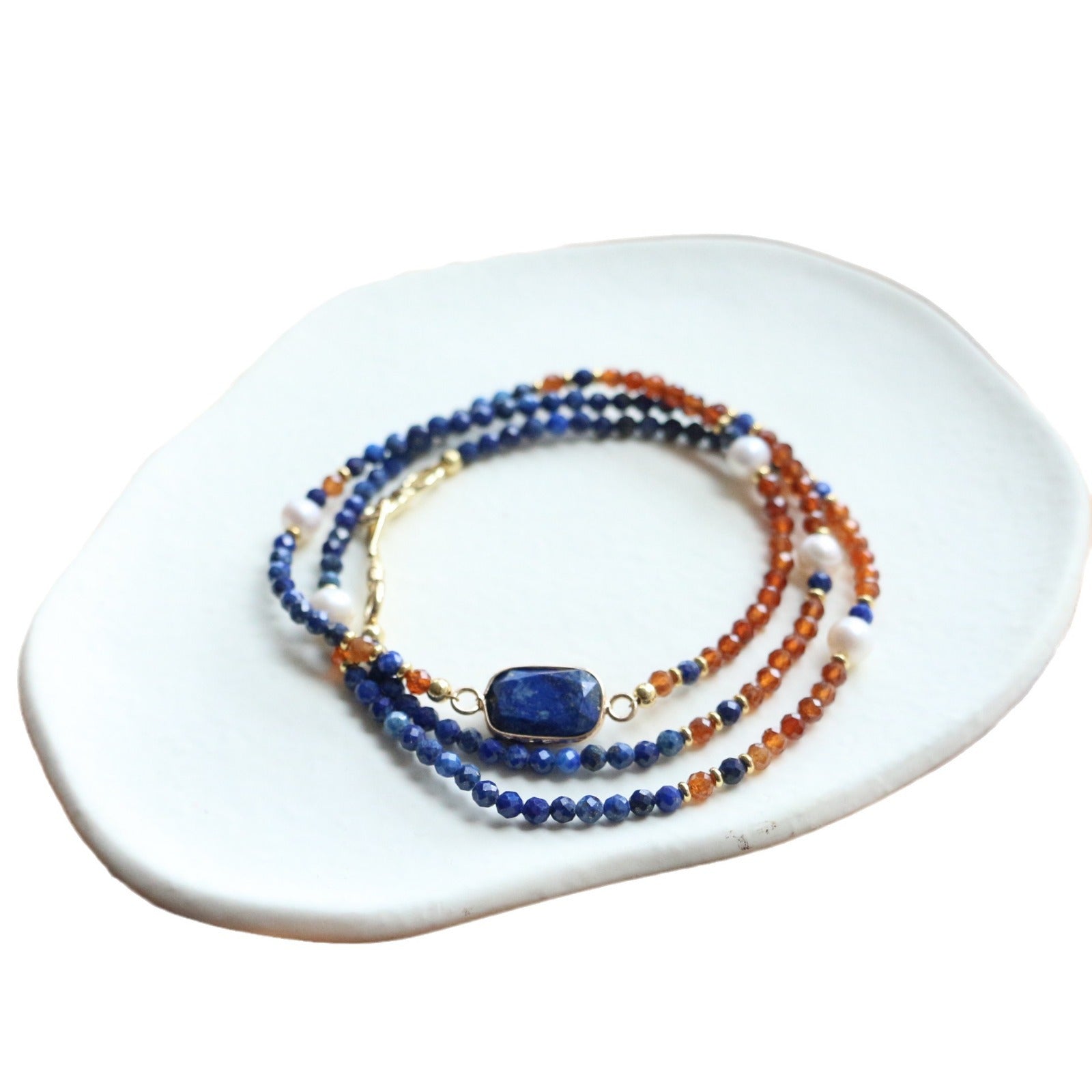 Jekira Lapis Lazuli & Red Gemstone Long Necklace