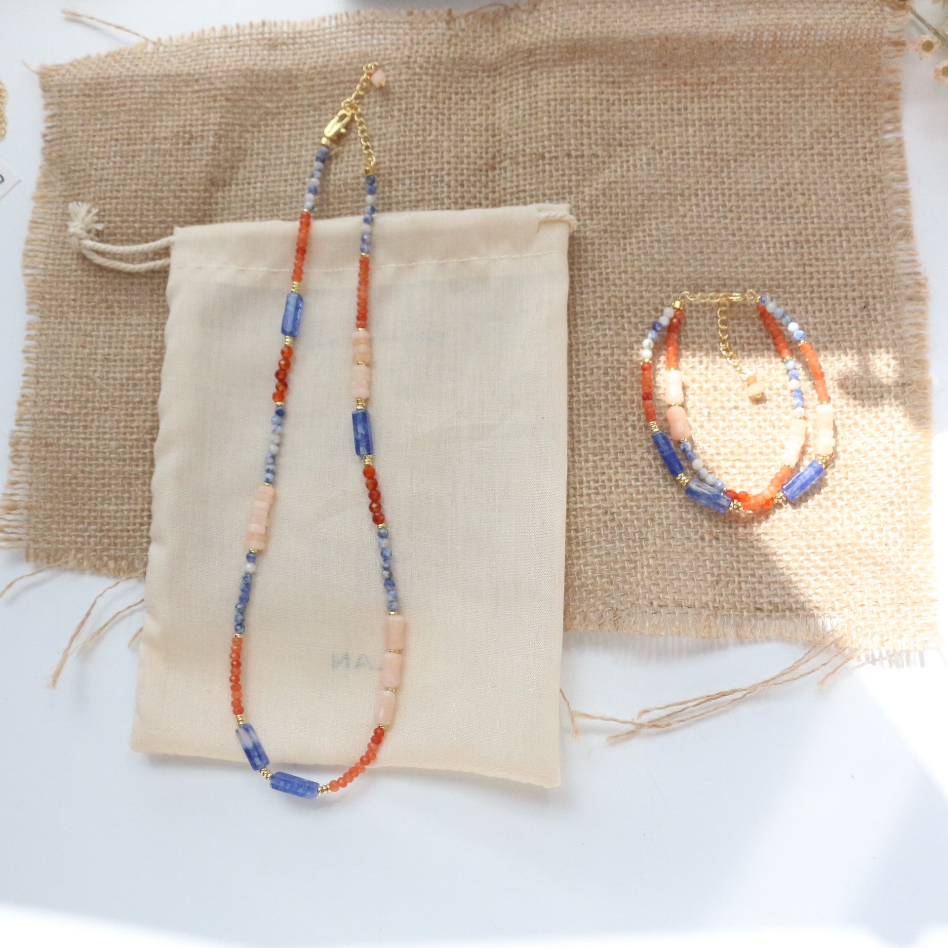 Jekira Orange & Blue Gemstone Jewelry Set
