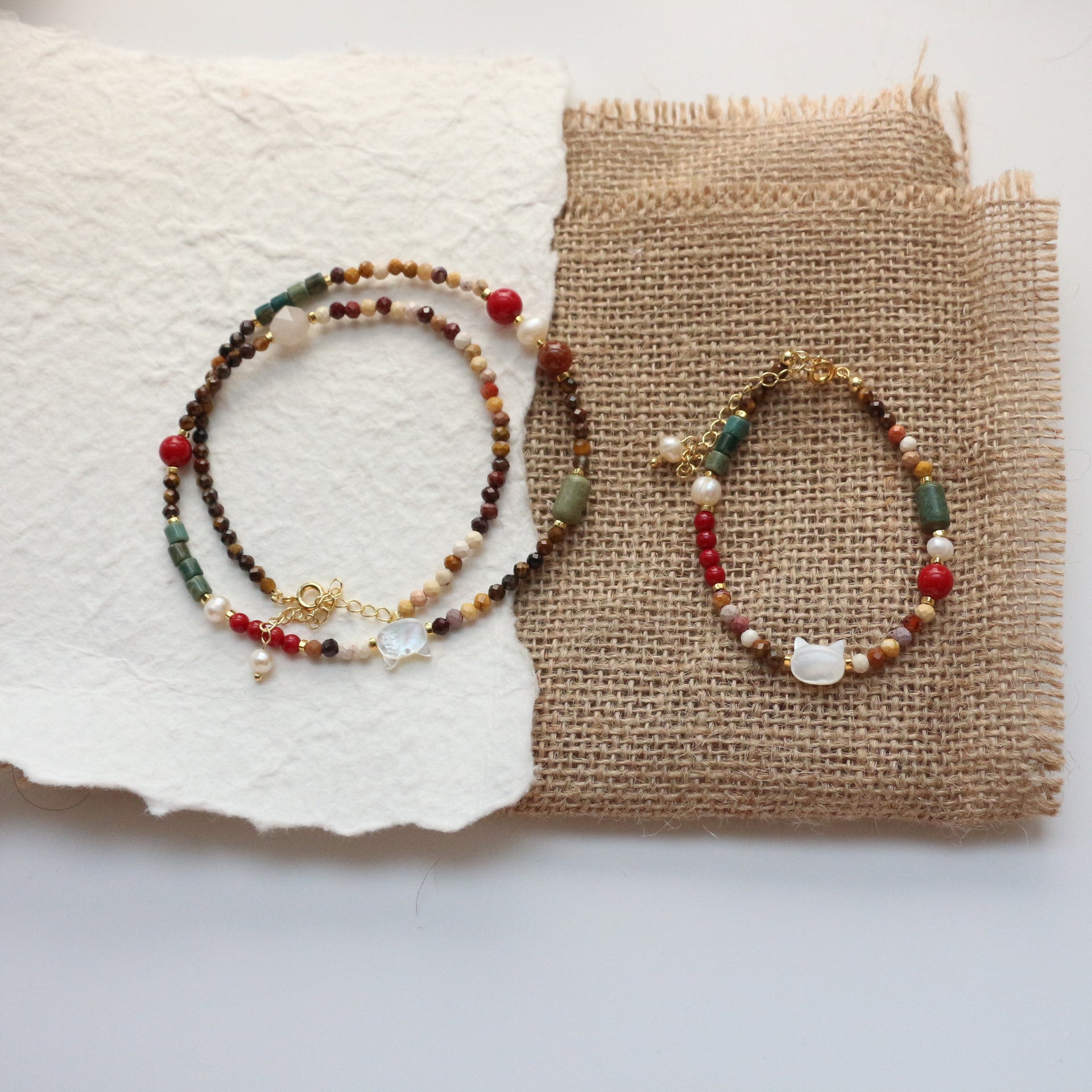 Jekira Painterly Gemstone Necklace & Bracelet Set