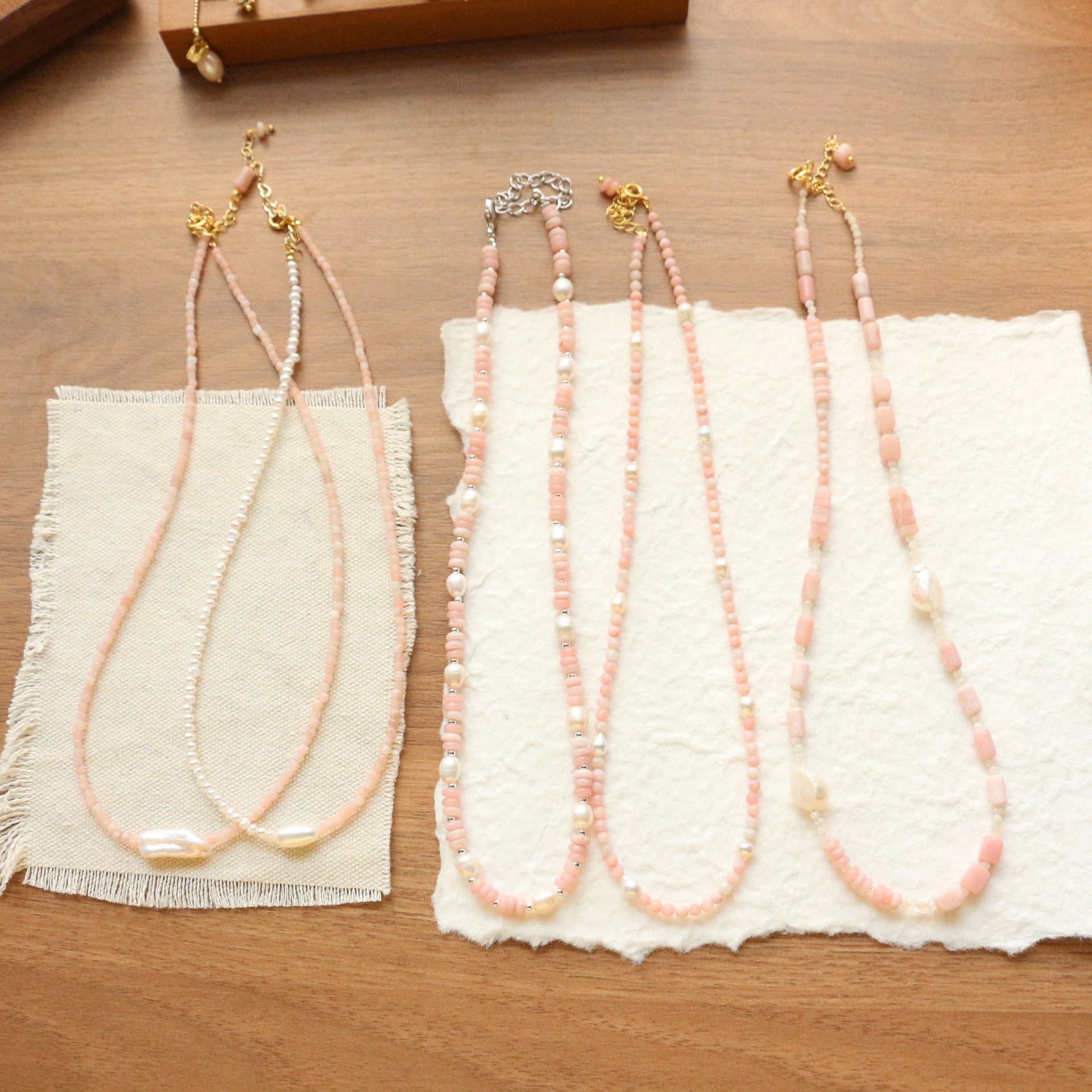 Jekira Pink Gemstone & Baroque Pearl Necklace Collection