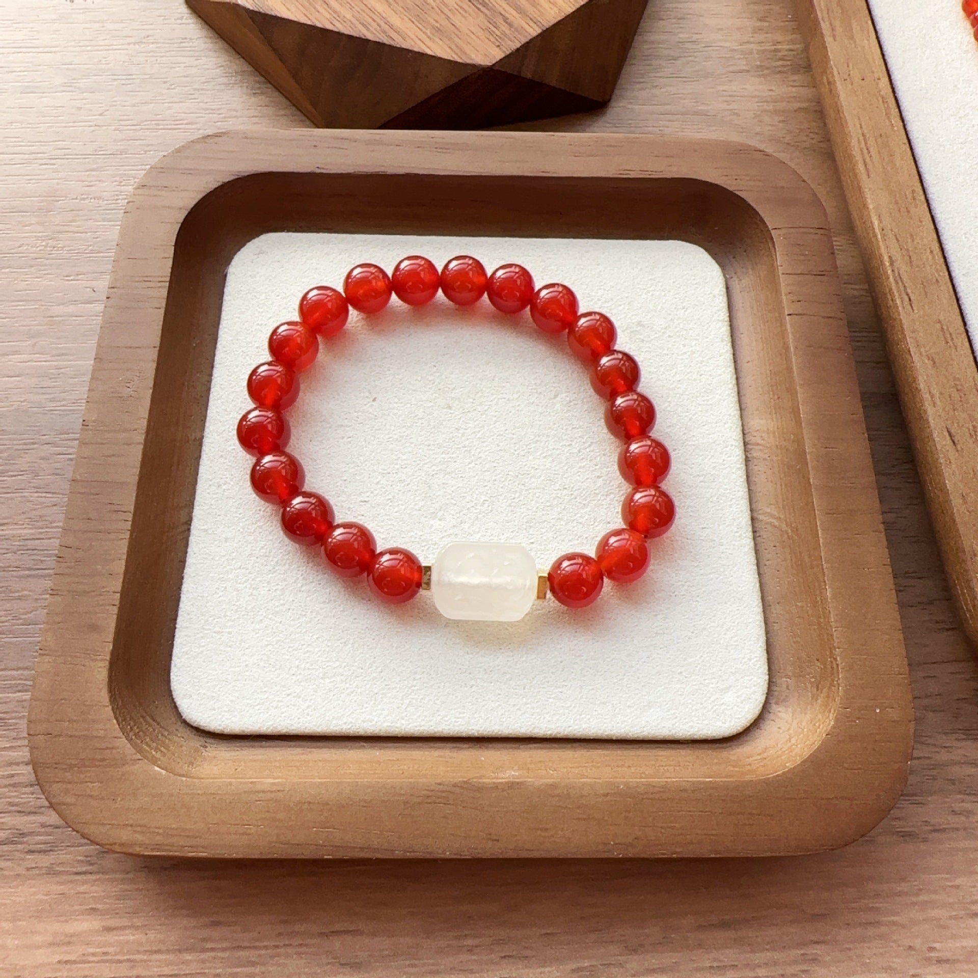 Jekira 7A Red Agate Long Necklace & Bracelet Set
