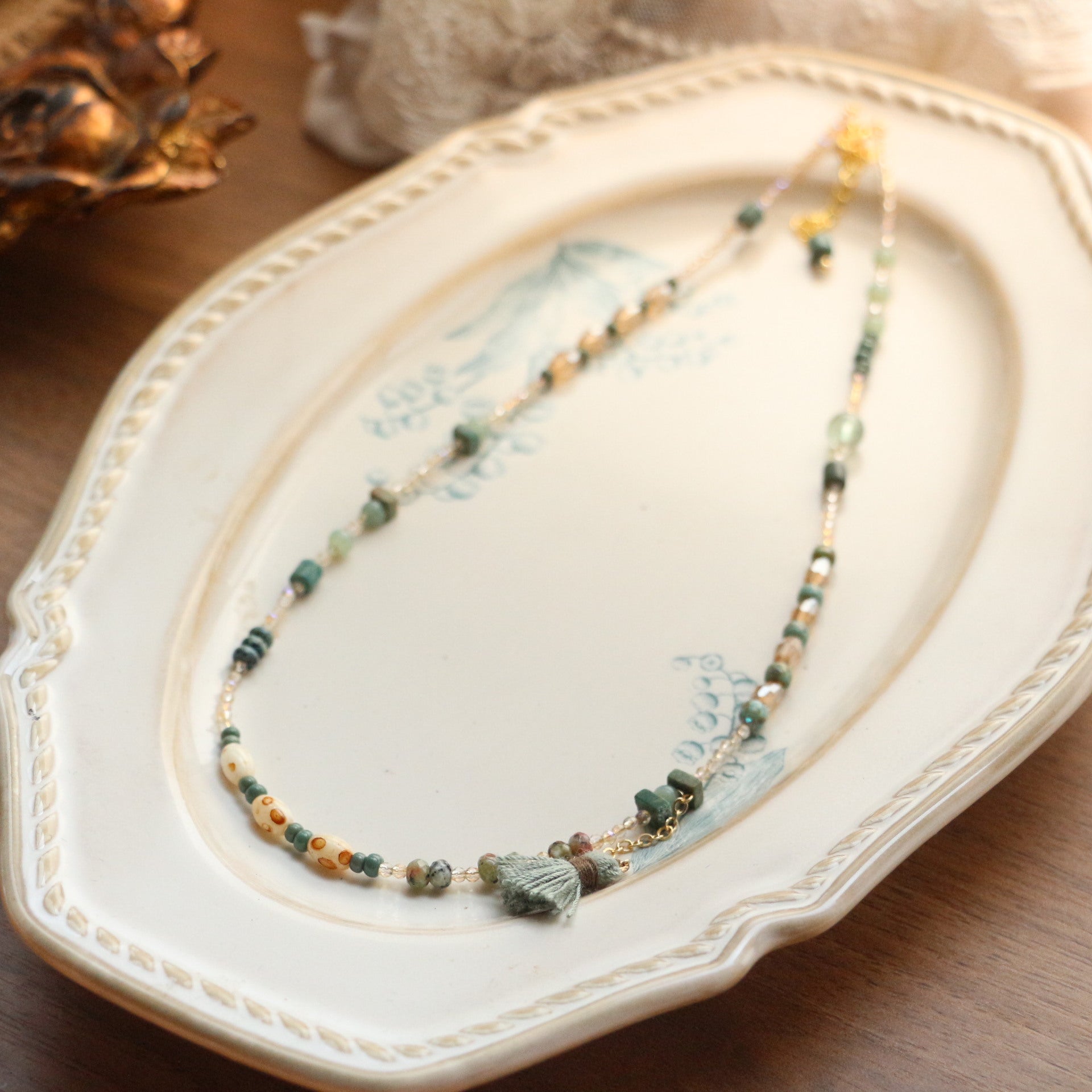 Jekira Celestial Teal Tassel Necklace