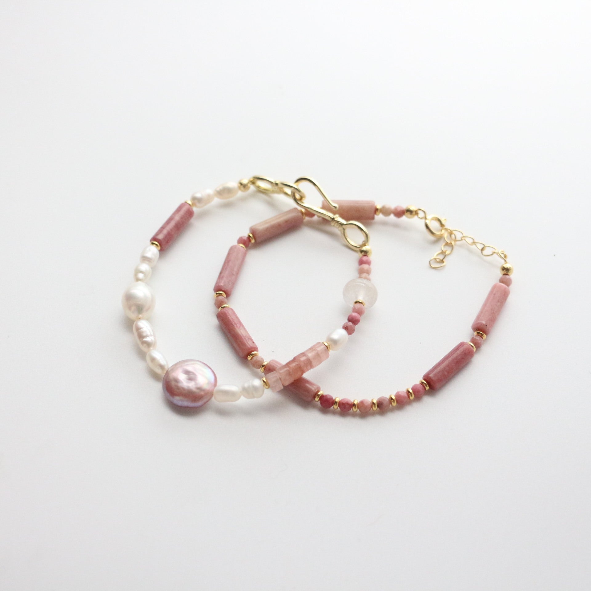 Jekira 6-Piece Rhodonite & Baroque Pearl Set