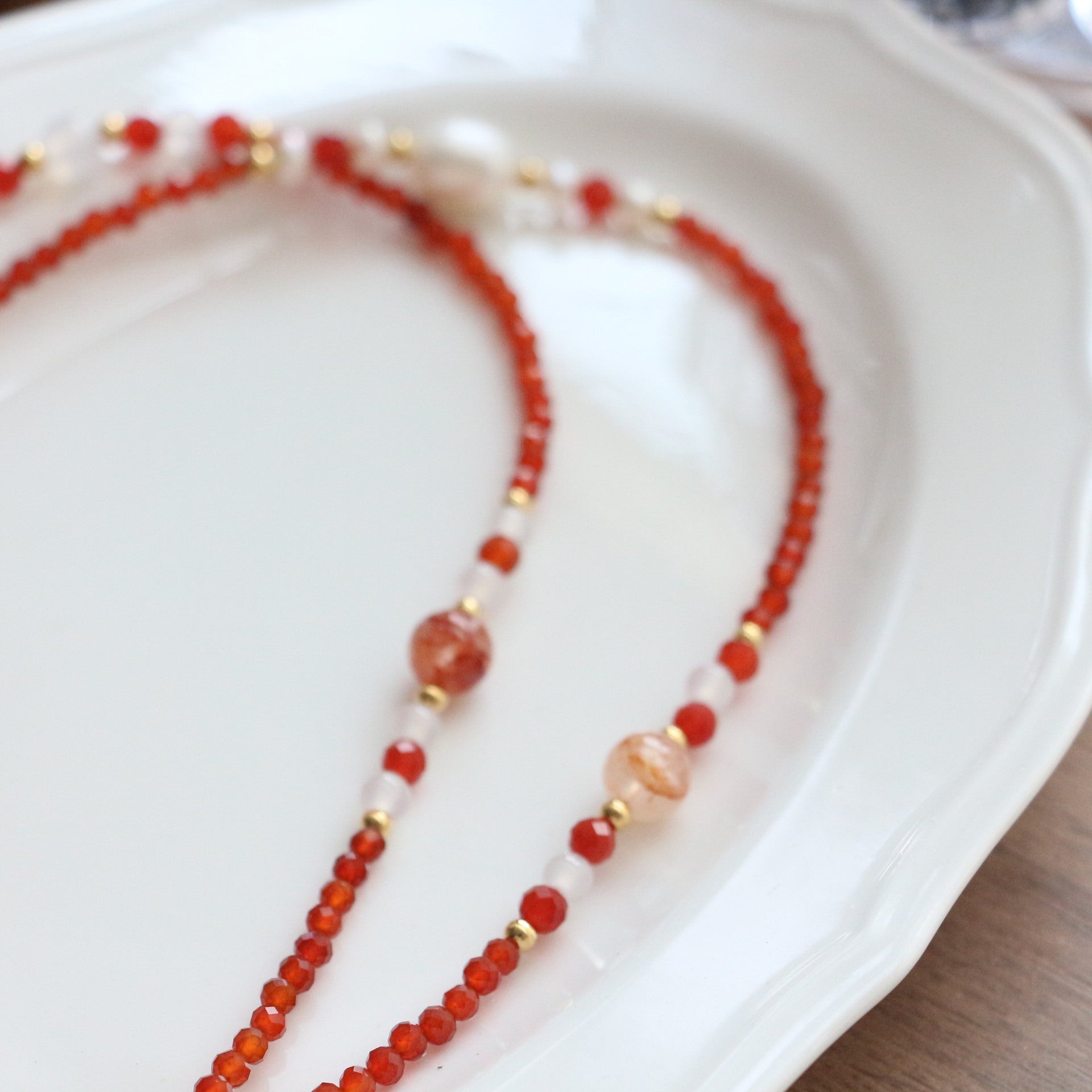 JEKIRA Victorian Carnelian & Baroque Pearl Opera Necklace