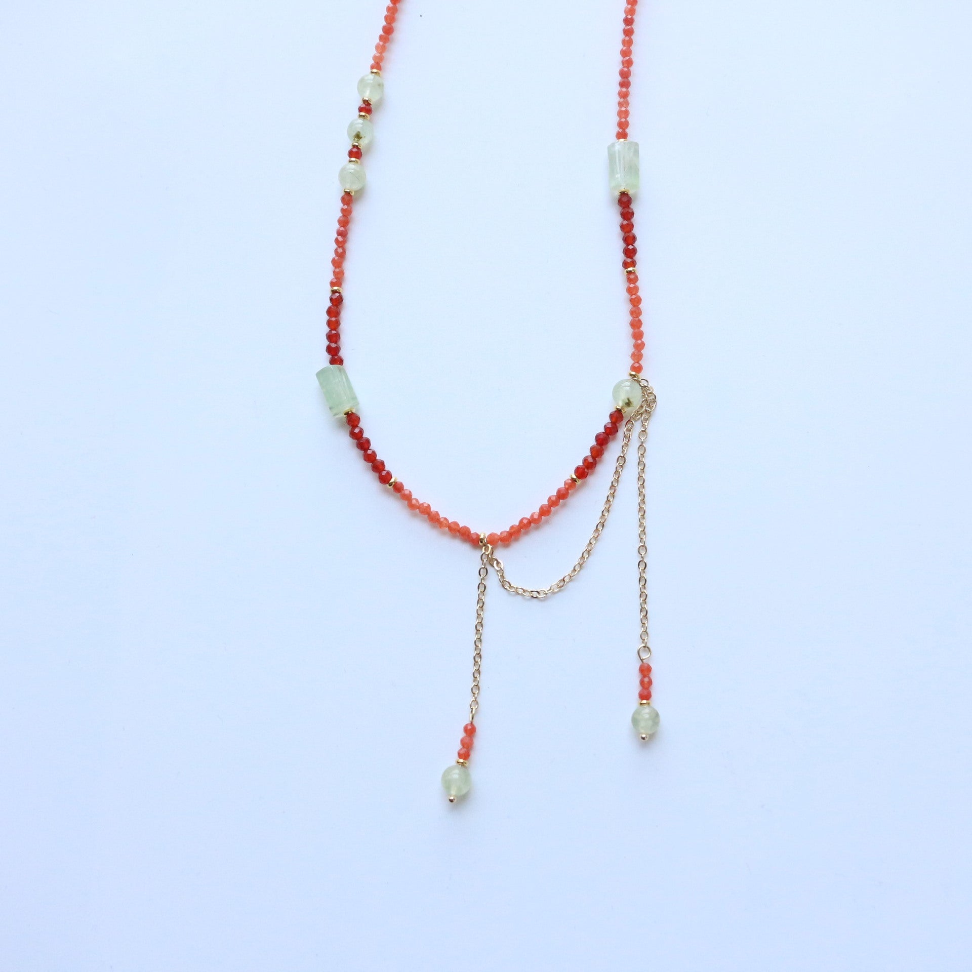 Jekira Prehnite & Agate Tassel Necklace
