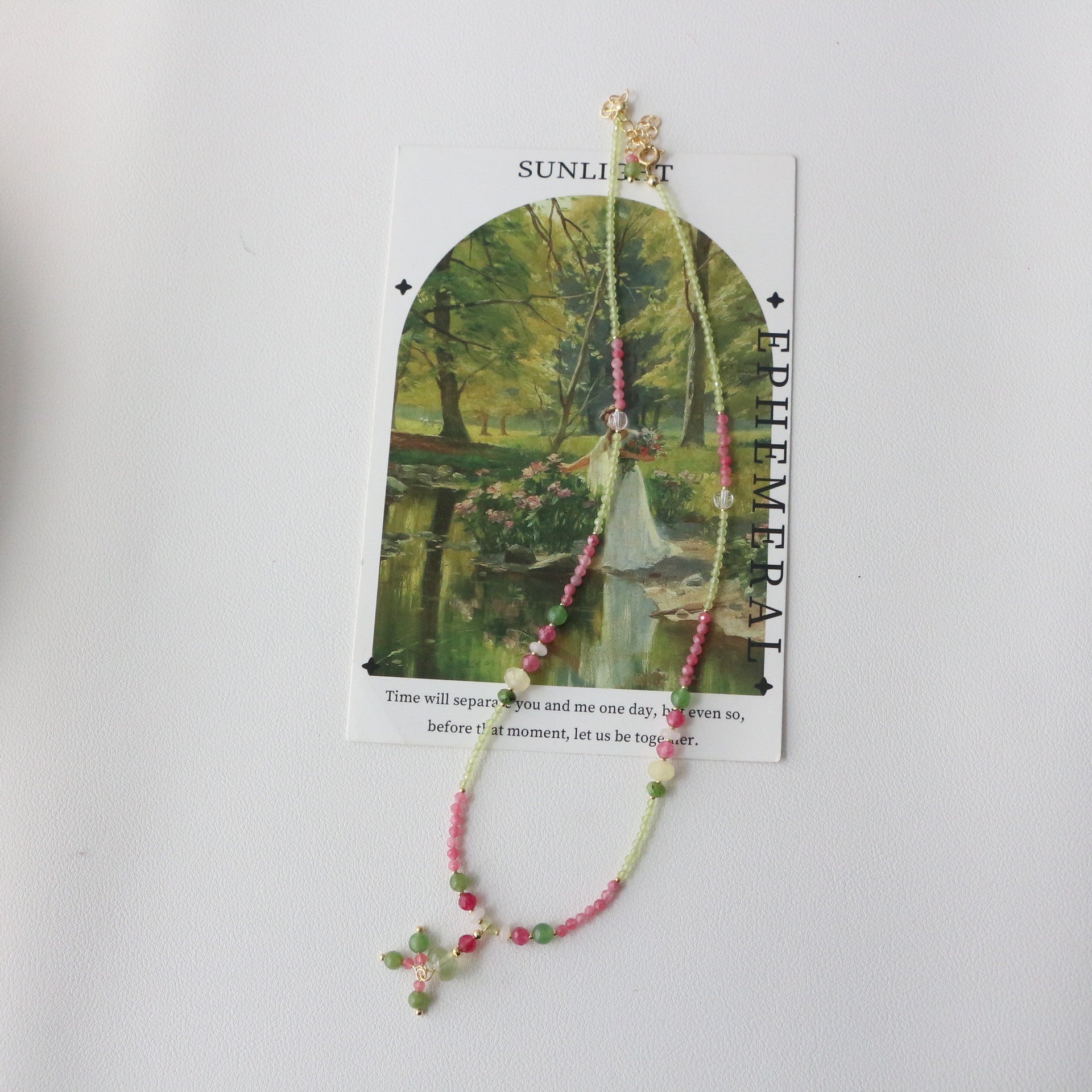 JEKIRA Pink Quartz & Multigem Necklace – 38+5cm