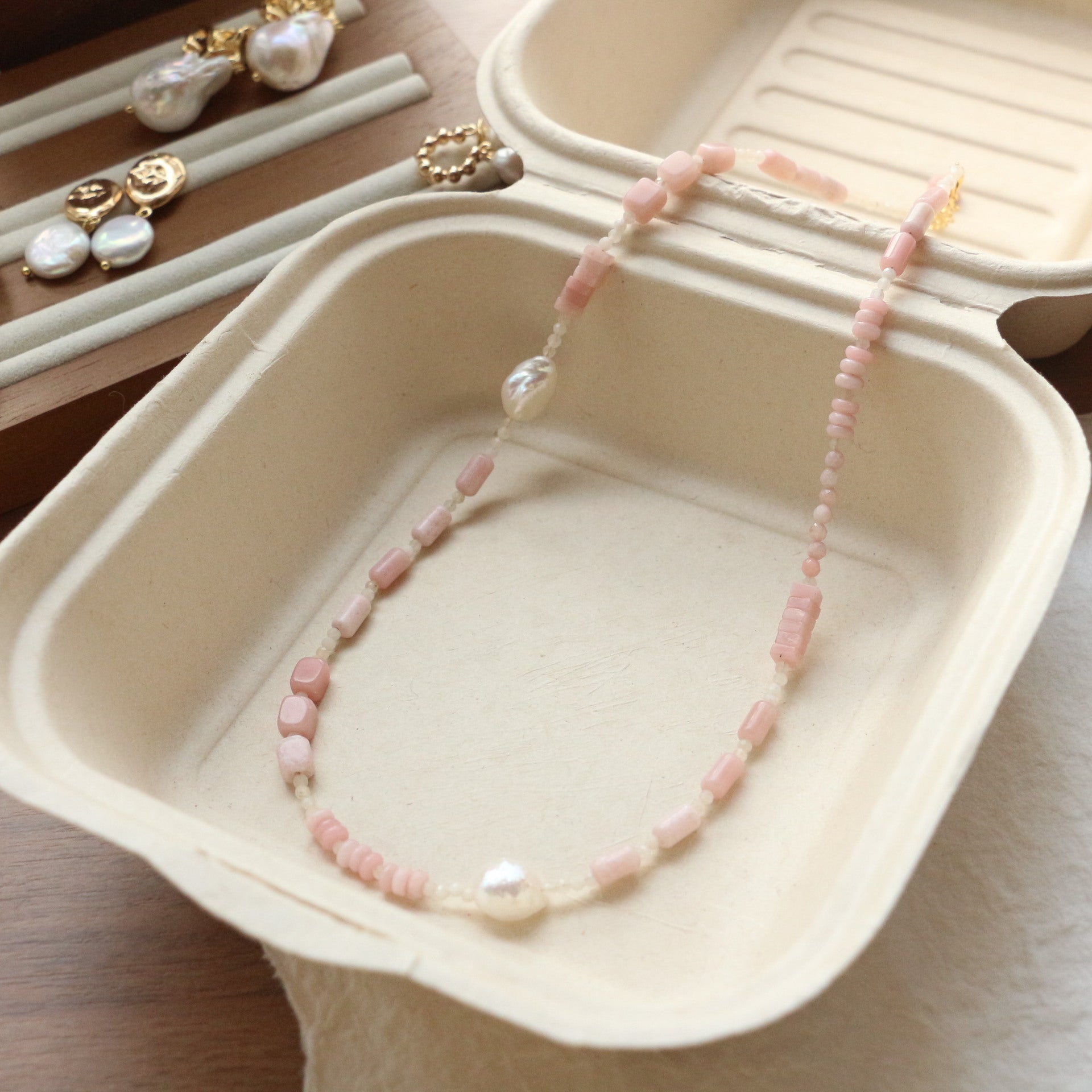 Jekira Pink Gemstone & Baroque Pearl Necklace Collection