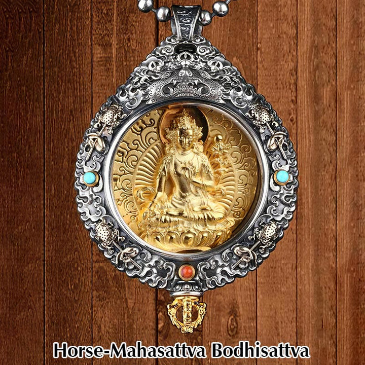 Twelve Zodiac Animals Buddha Thangka Nine Palaces Eight Diagrams God of Wealth Rotating Necklace