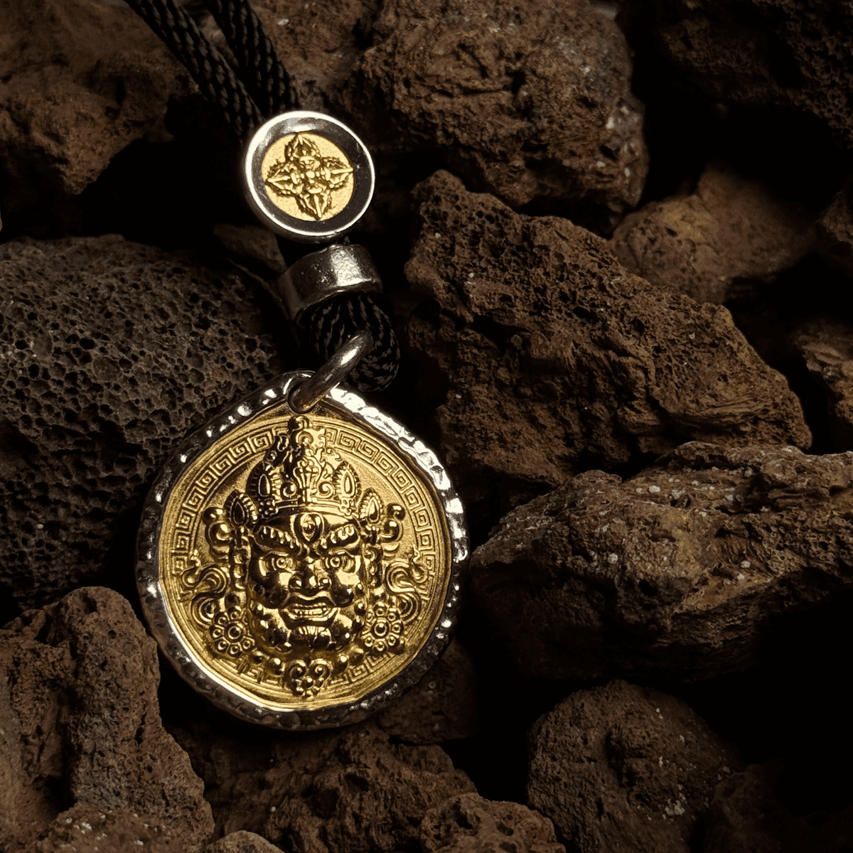 Black/Yellow Jambhala S999 Silver Pendant Necklace