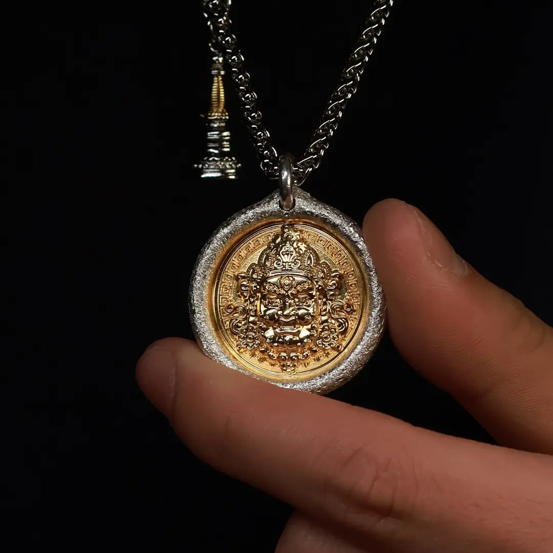 Yellow Jambhala S999 Silver Pendant Necklace-20g