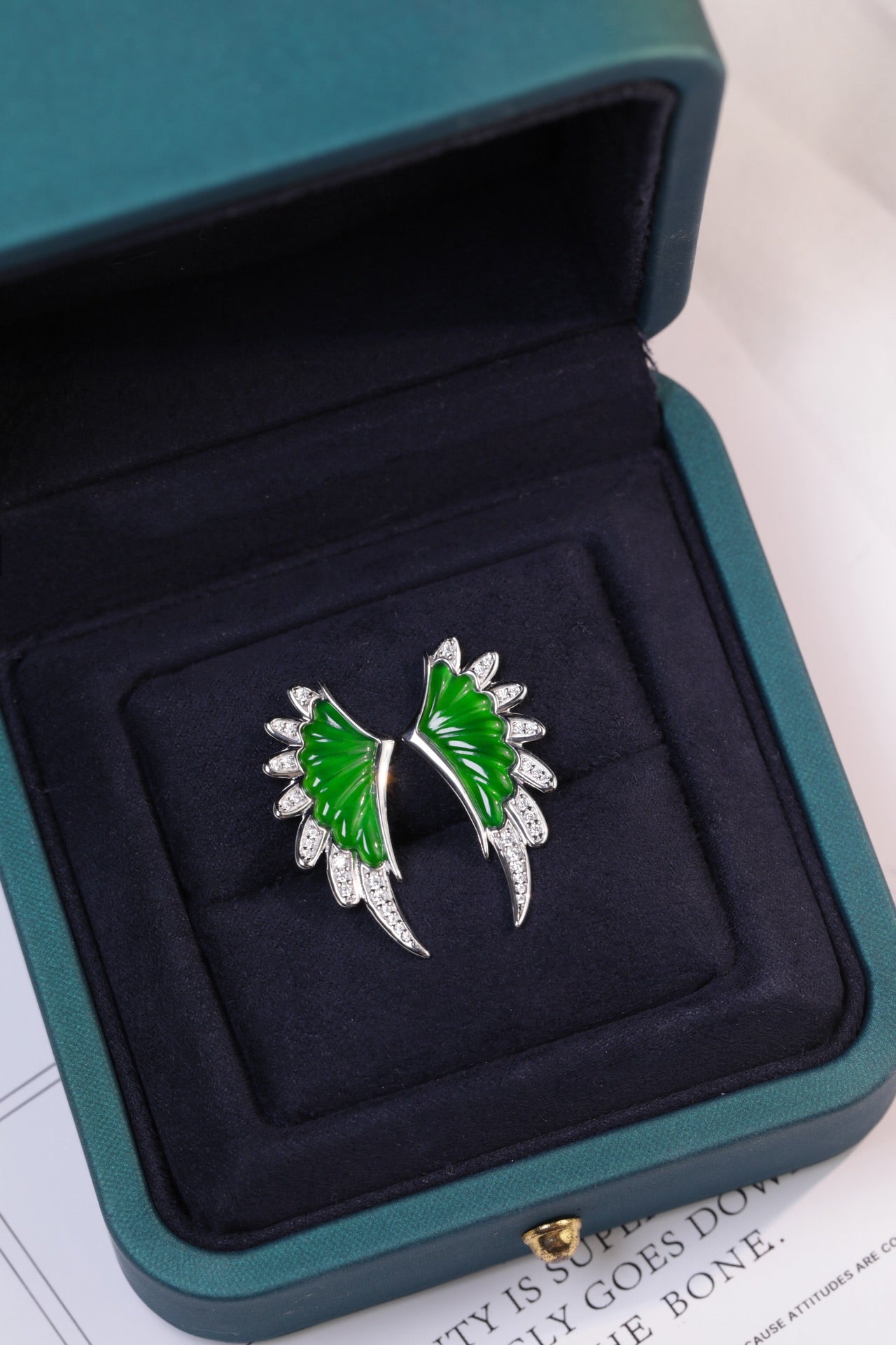 Diamond-Set Angel Wings Stud Earrings