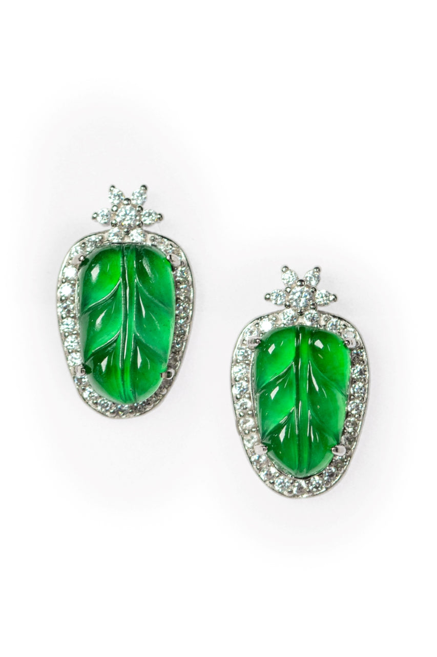 Leaf Earrings S925 Silver Jade