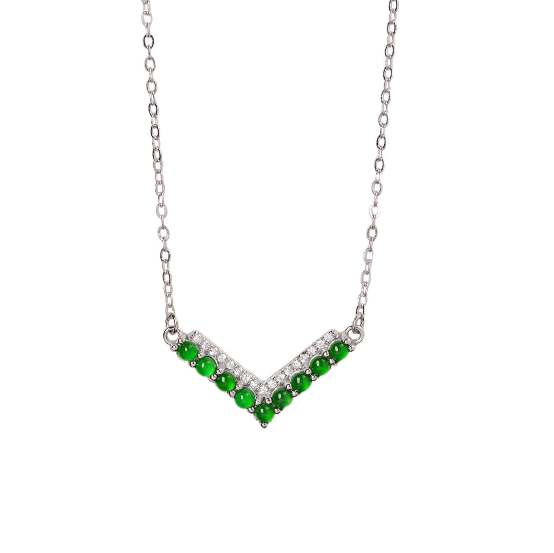 V-Shaped Green Jade Necklace | Jekira