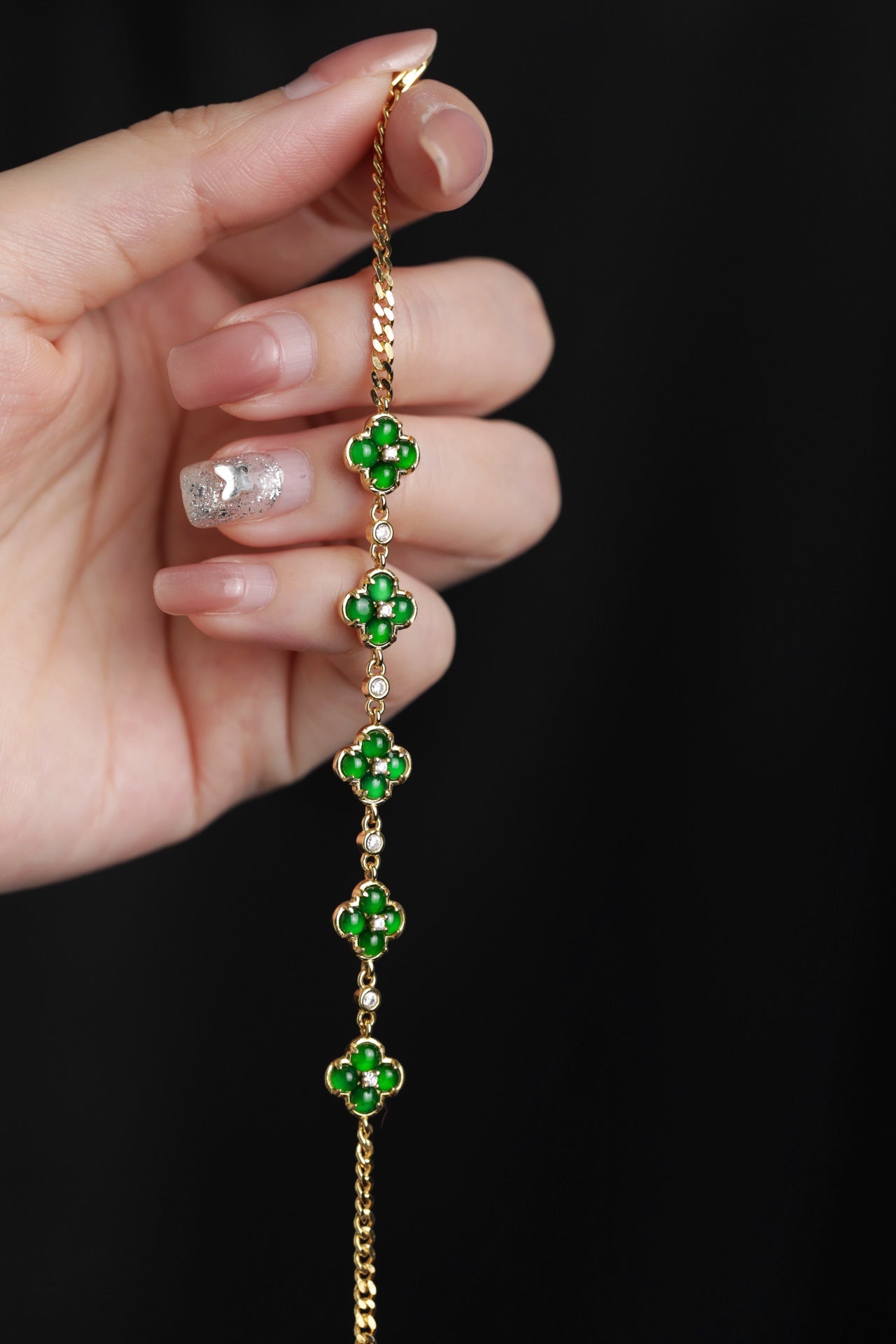Golden Lucky Clover Jade Bracelet | Jekira