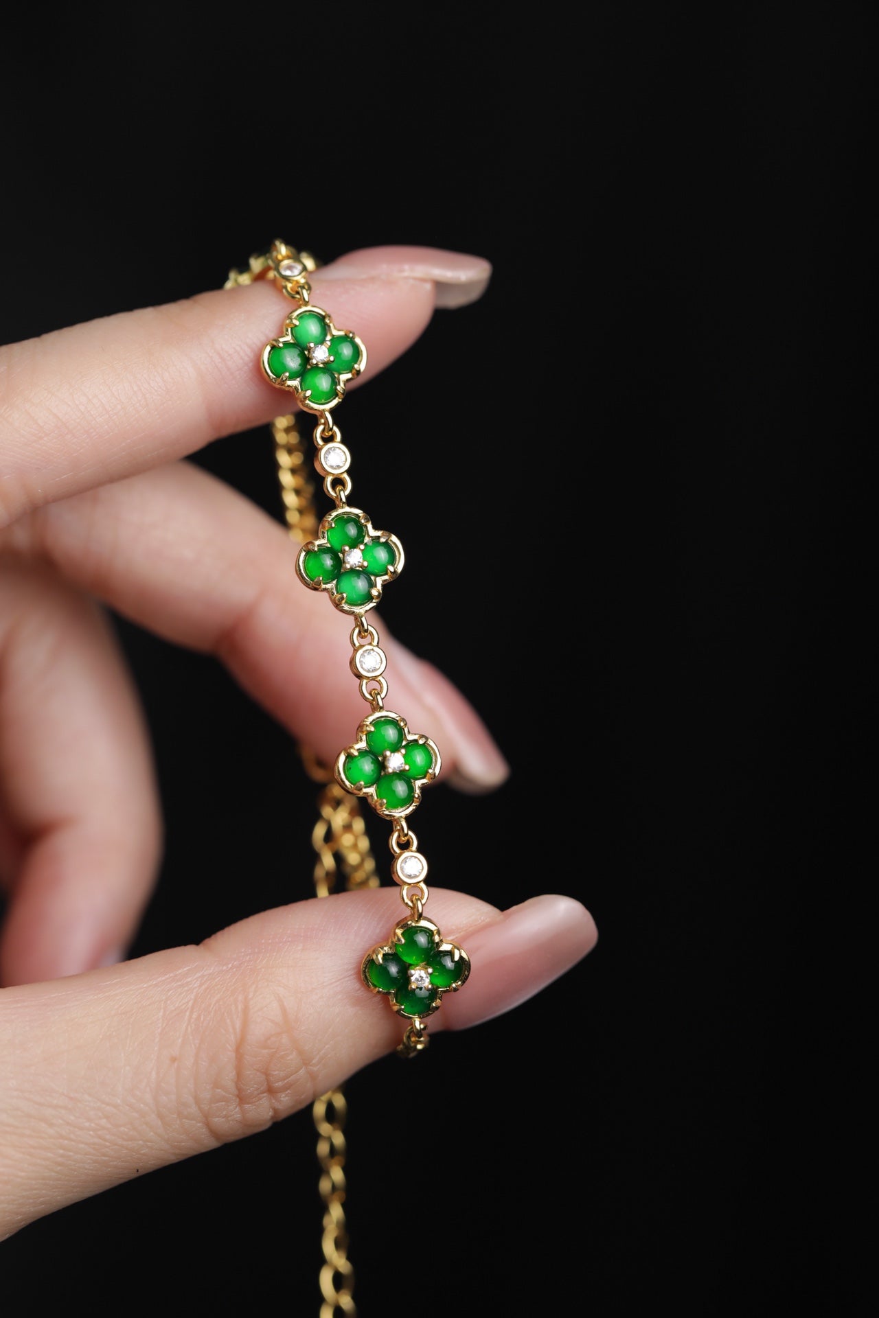 Golden Lucky Clover Jade Bracelet | Jekira
