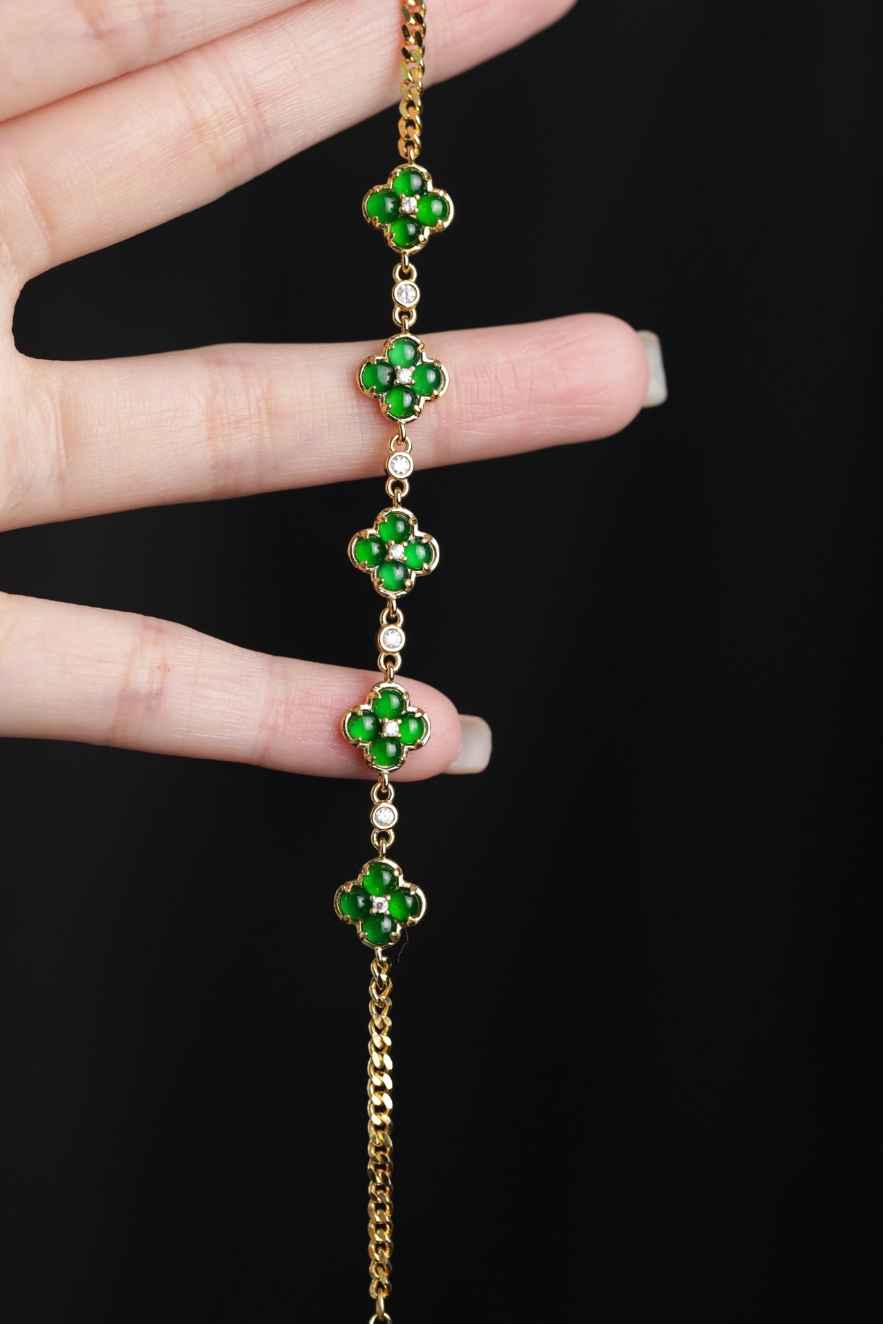 Golden Lucky Clover Jade Bracelet | Jekira