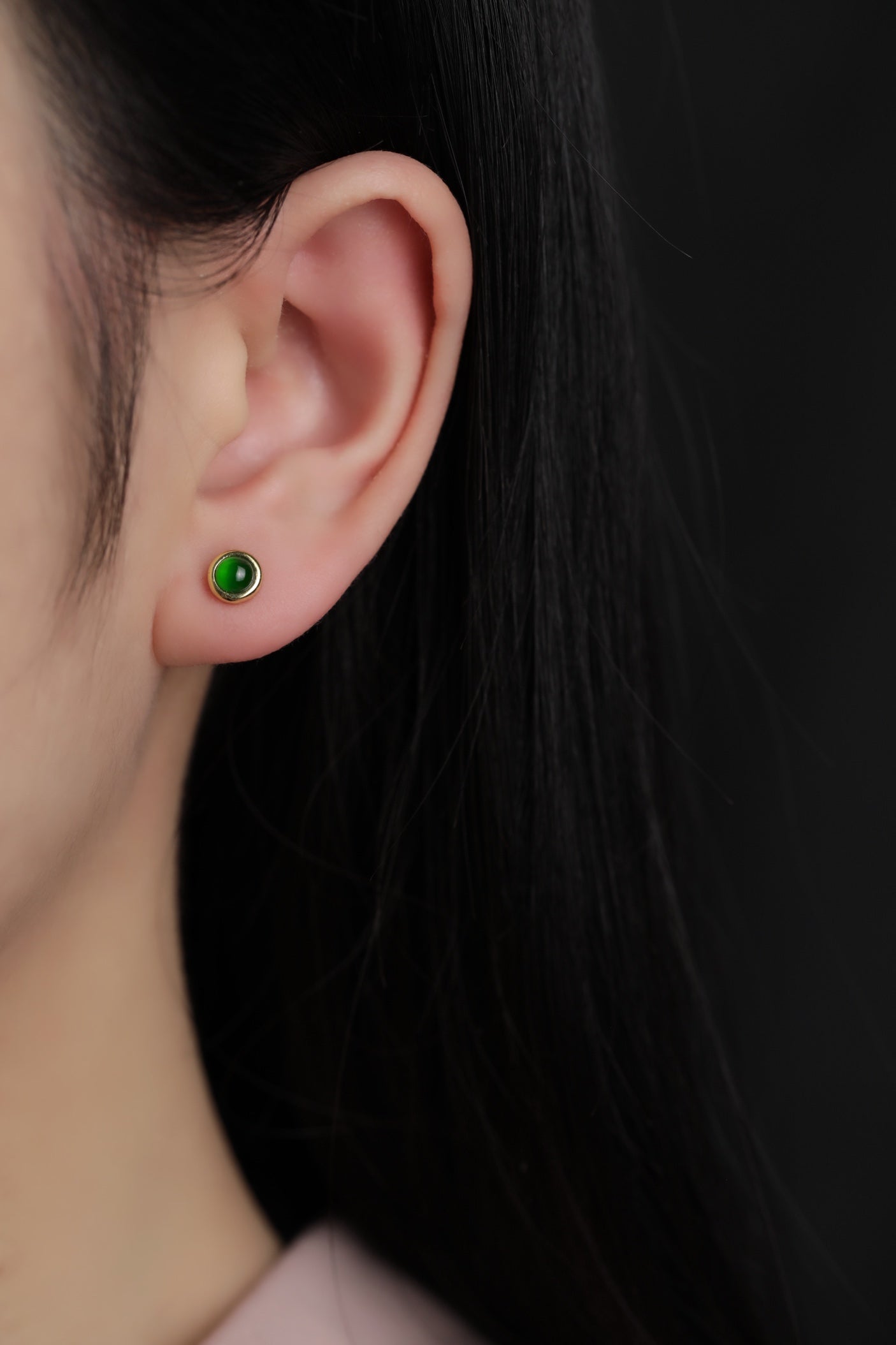 Minimalist Square Jade Stud Earrings in Silver | Jekira