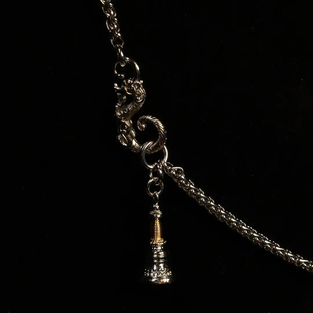 Rhodium-Plated Titanium Steel Pendant Necklace with Dragon Clasp