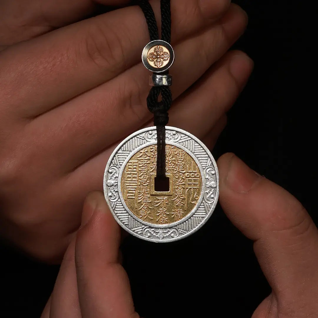 Chinese Mountain Spirit Coin S999 Silver Pendant