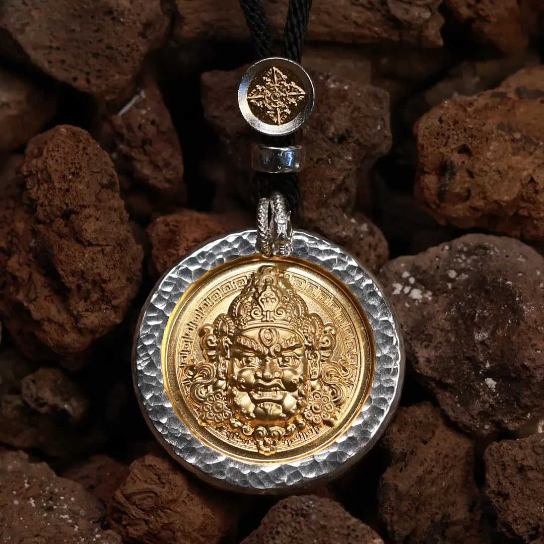 10-Sided gold Yellow Jambhala 999 Gold-Gilded Pendant