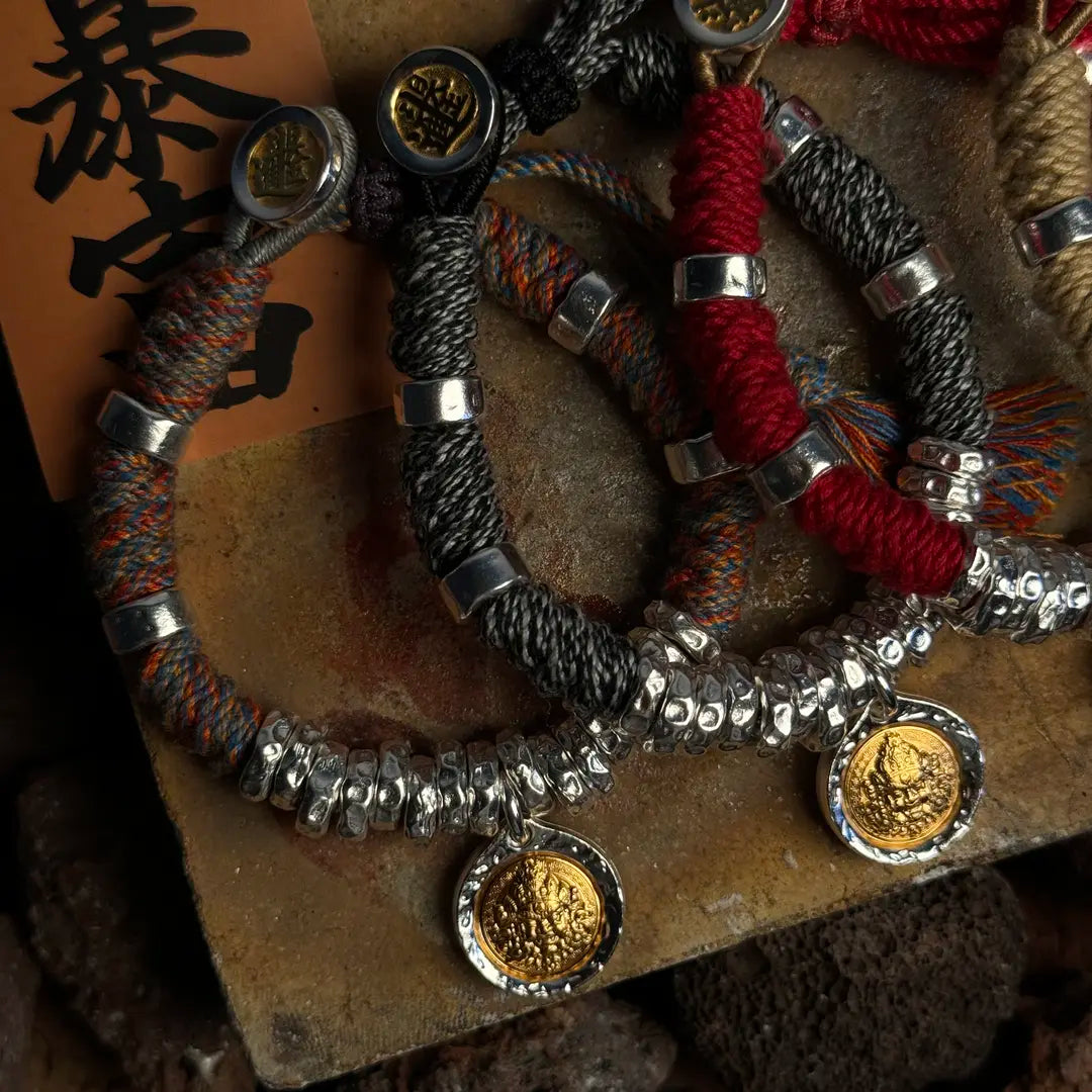 Yellow Jambhala 999 Silver Braided Cord Bracelet