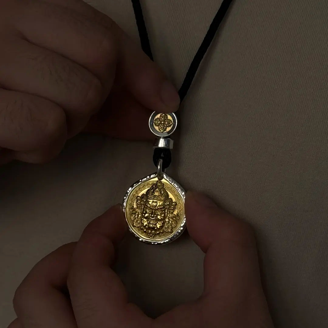 Black/Yellow Jambhala S999 Silver Pendant Necklace