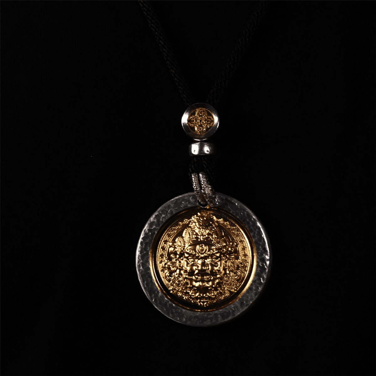 10-Sided gold Yellow Jambhala 999 Gold-Gilded Pendant