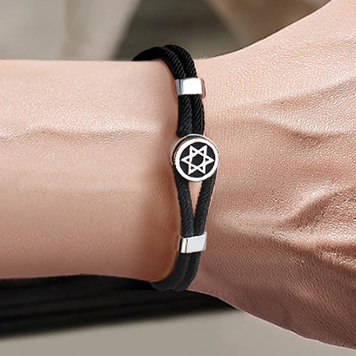925 Sterling Silver Star of David Calm Balance String Bracelet