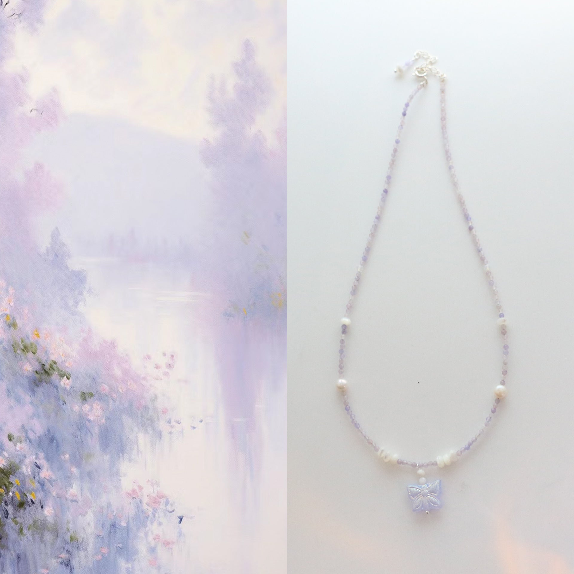 Jekira Amethyst & Baroque Pearl Butterfly Necklace