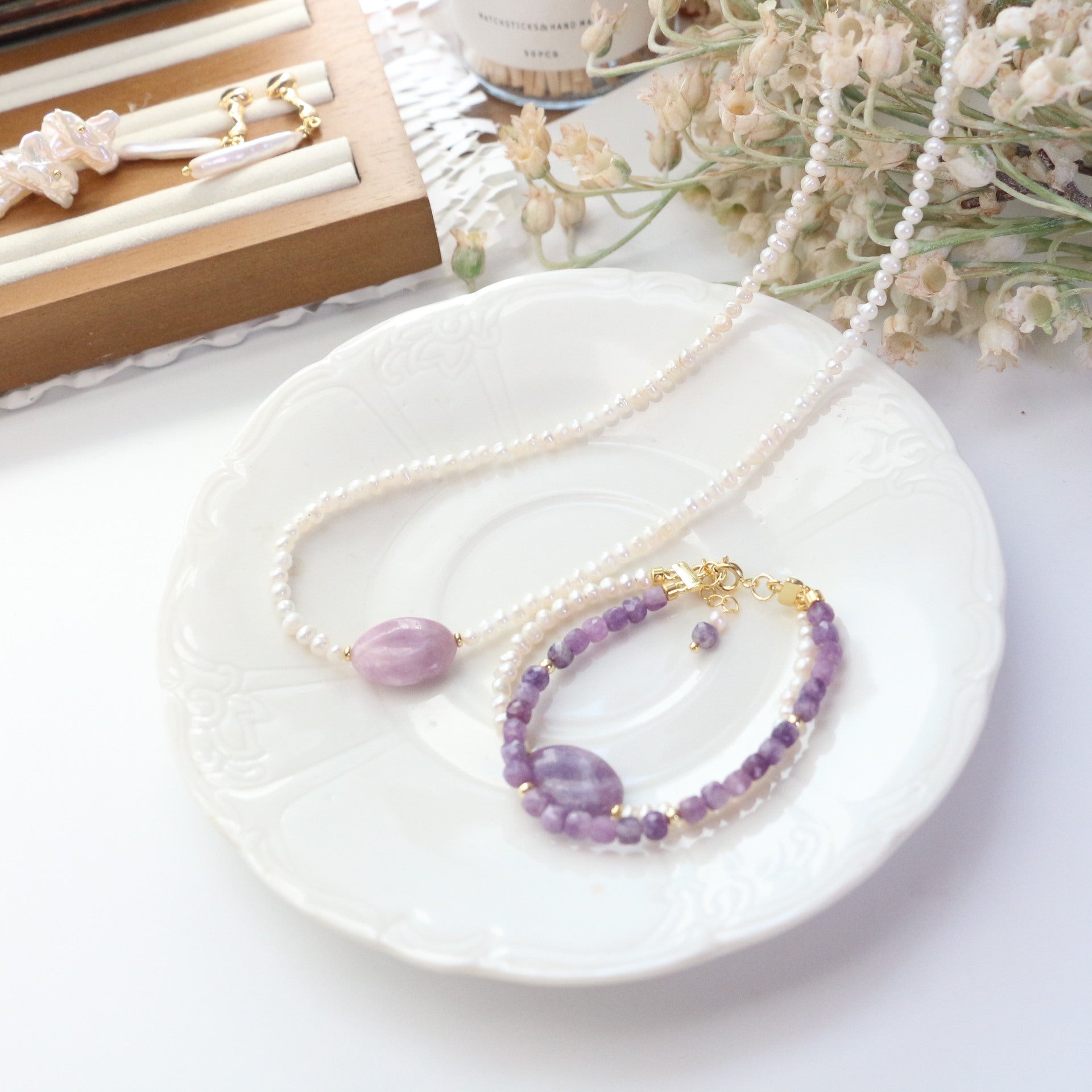 Jekira Amethyst & Baroque Pearl Jewelry Set