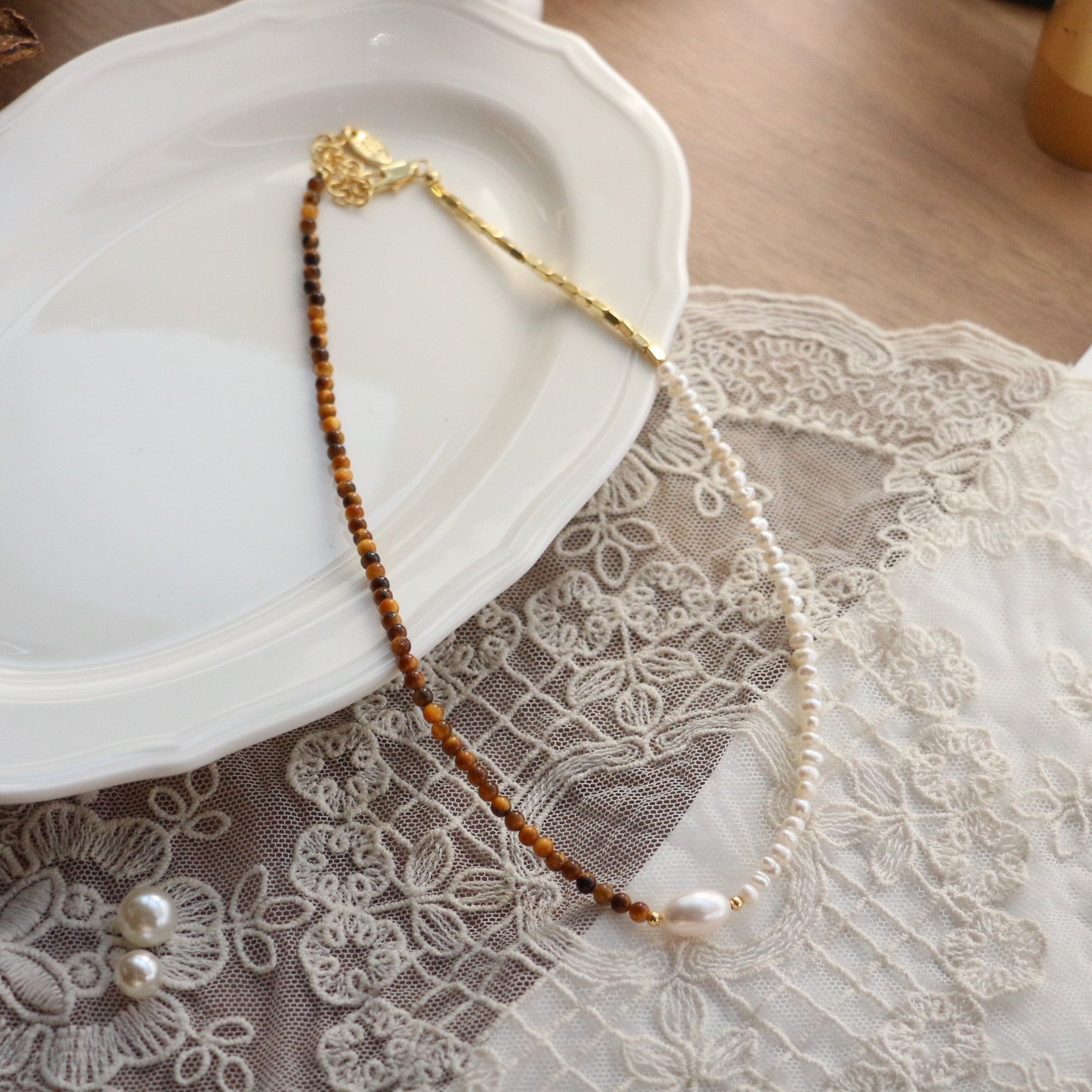 Jekira Natural Gemstone & Baroque Pearl Necklace